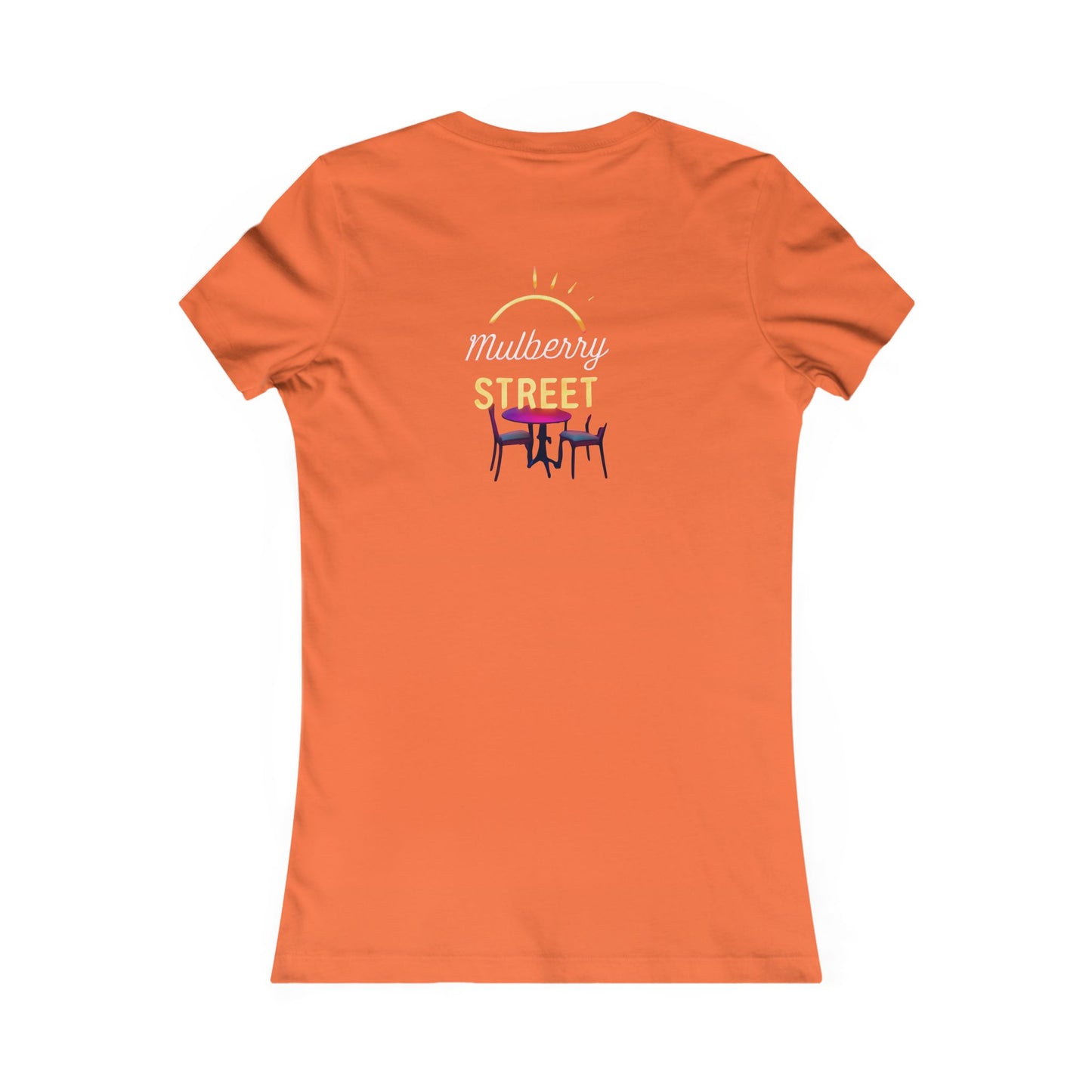 Mulberry Street Women's Tee — Retro Neon Café Graphic Shirt