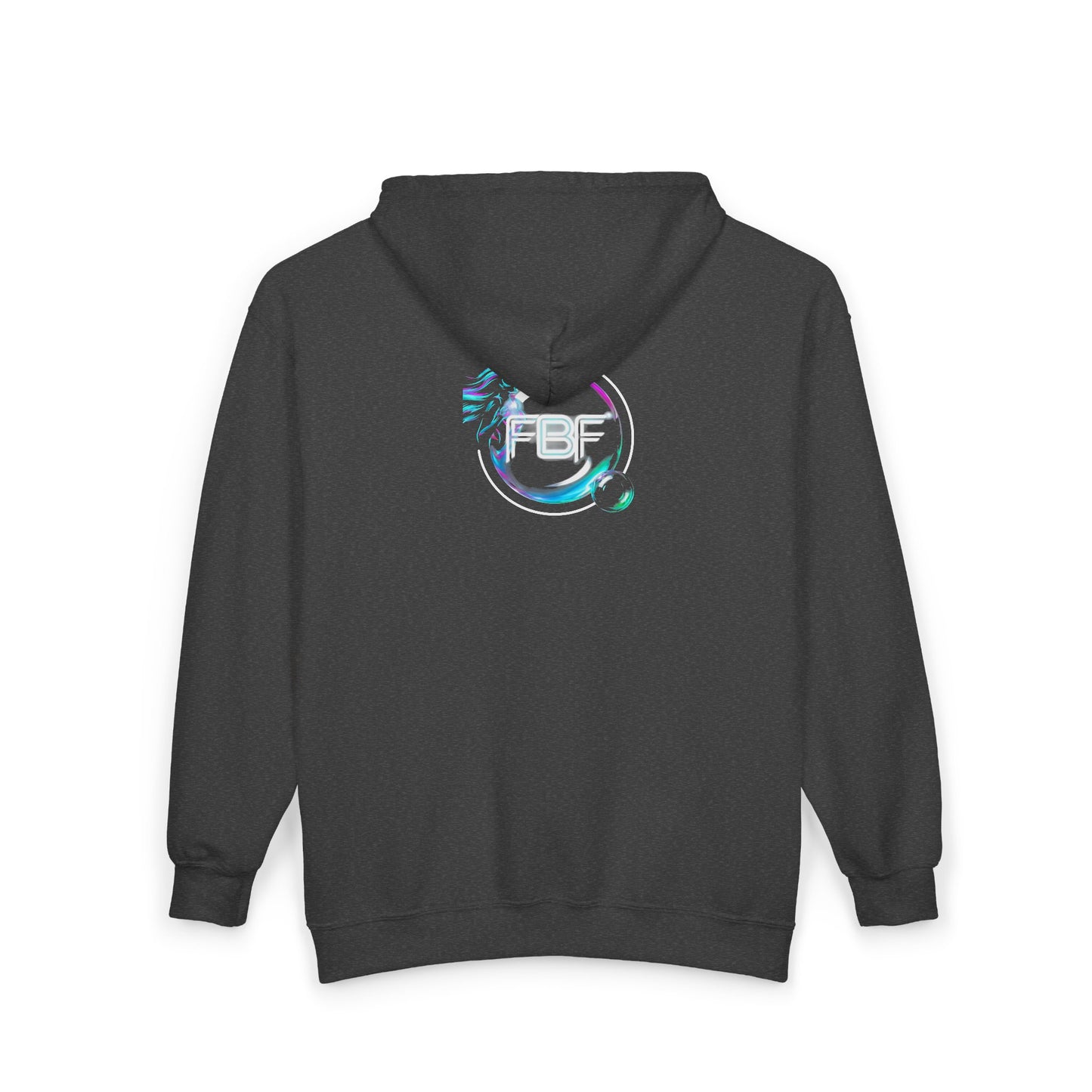 Retro Cyberpunk Zip Hoodie – Neon King Crest & PBF Logo