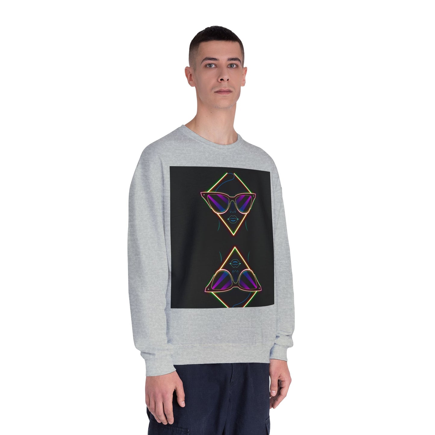 Retro Vibes Crewneck Sweatshirt with Sunglasses Design