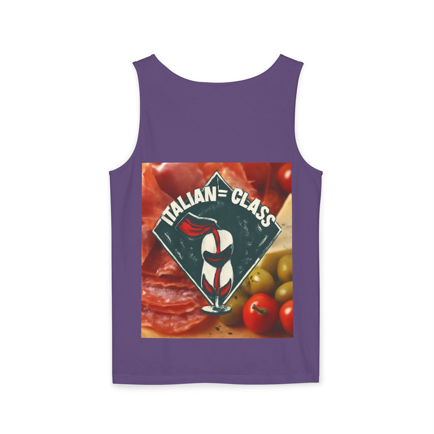 Italian Class Unisex Garment-Dyed Tank Top, Casual Summer Wear, Italian Heritage Gift, Foodie Apparel, Vacation Top
