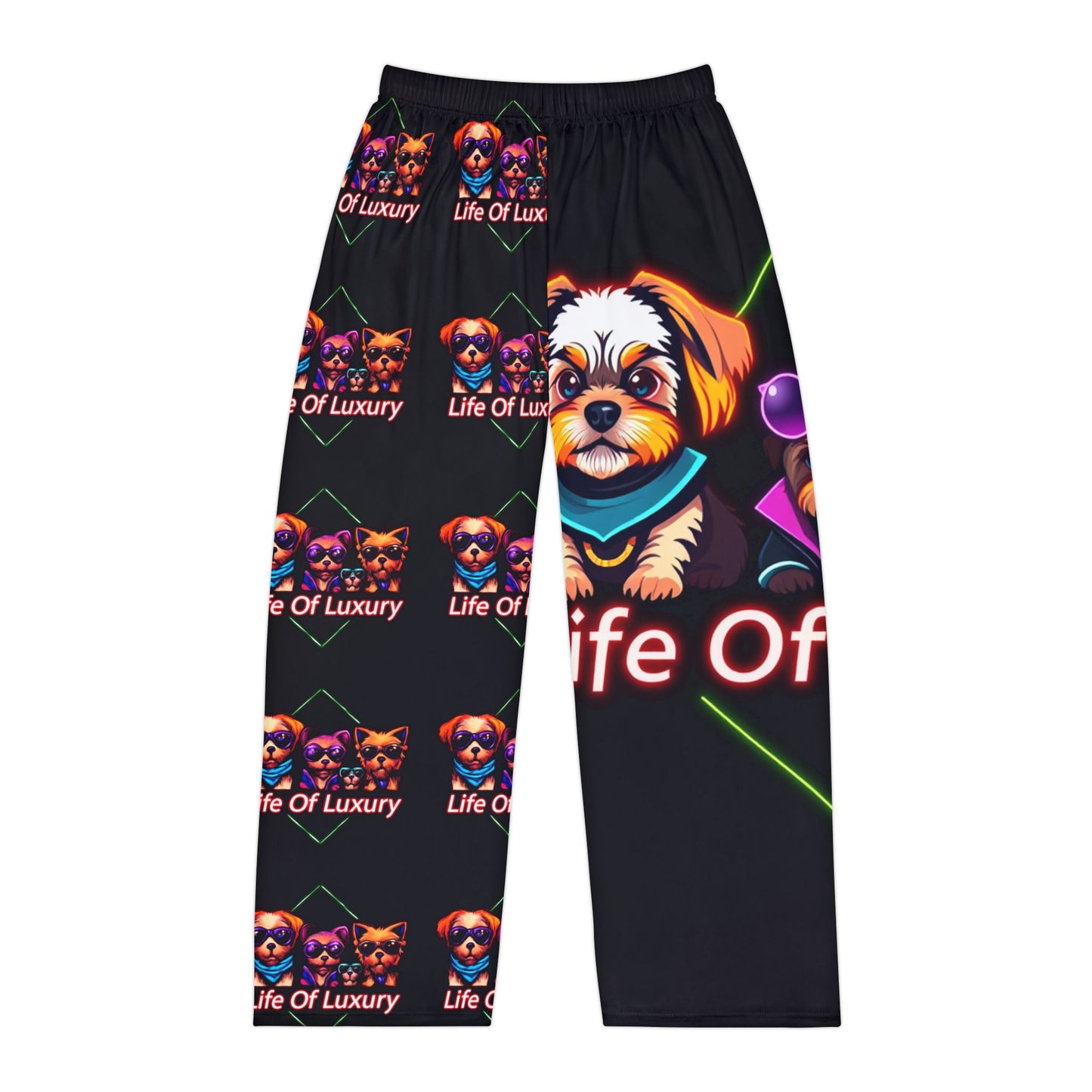 Luxury Pet-Themed Men's Pajama Pants, Cozy Lounge Wear, Dog Lover Gift, Relaxation Pants, Unique Sleepwear, Life of Luxury Design