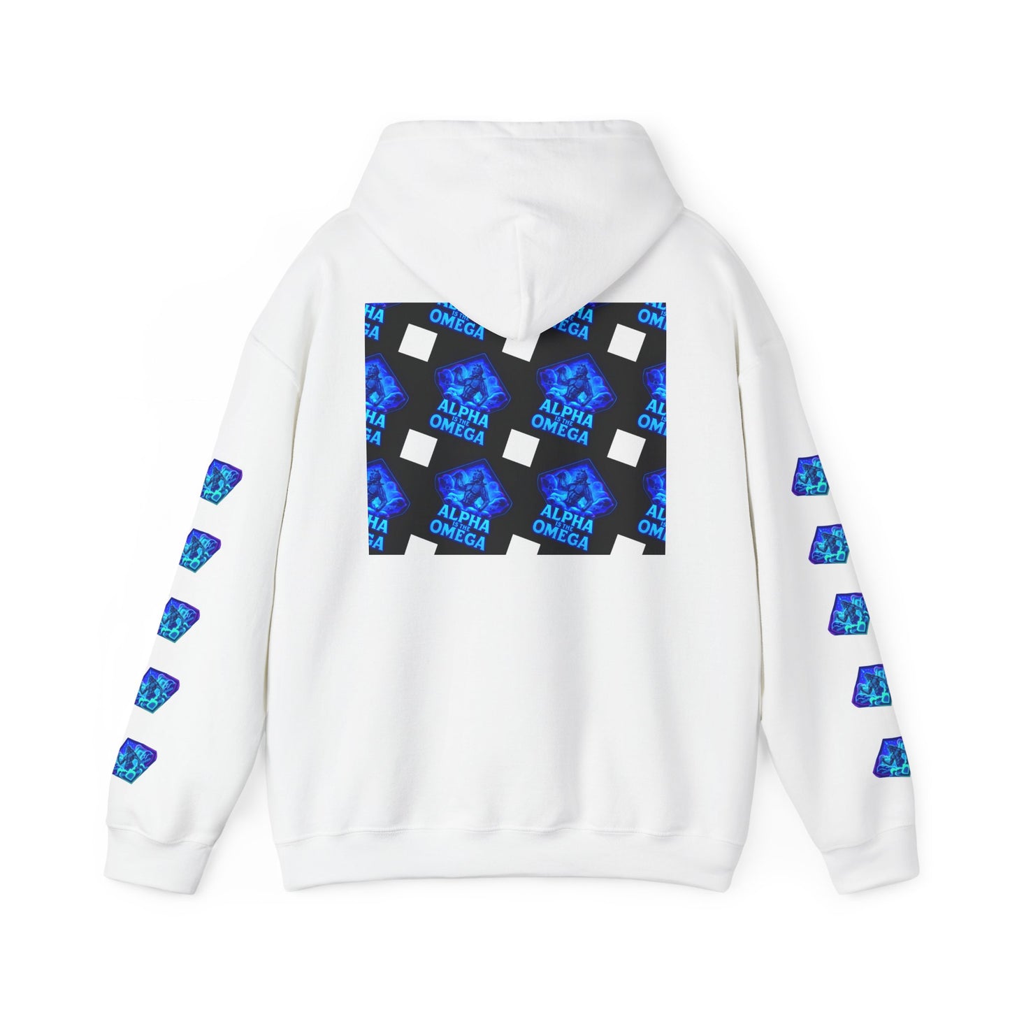 Alpha is the Omega Graphic Hoodie — Blue Retro Logo Pullover