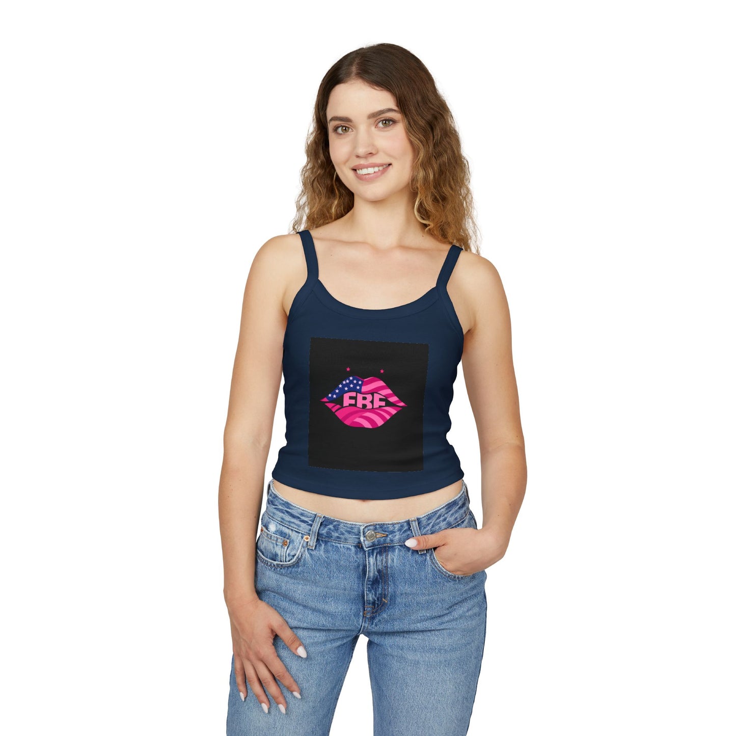 Women's Spaghetti Strap Tank Top - USA Pride Design, Summer Outfit, Festival Wear, Fourth of July Essential, Casual Top, Trendy Apparel