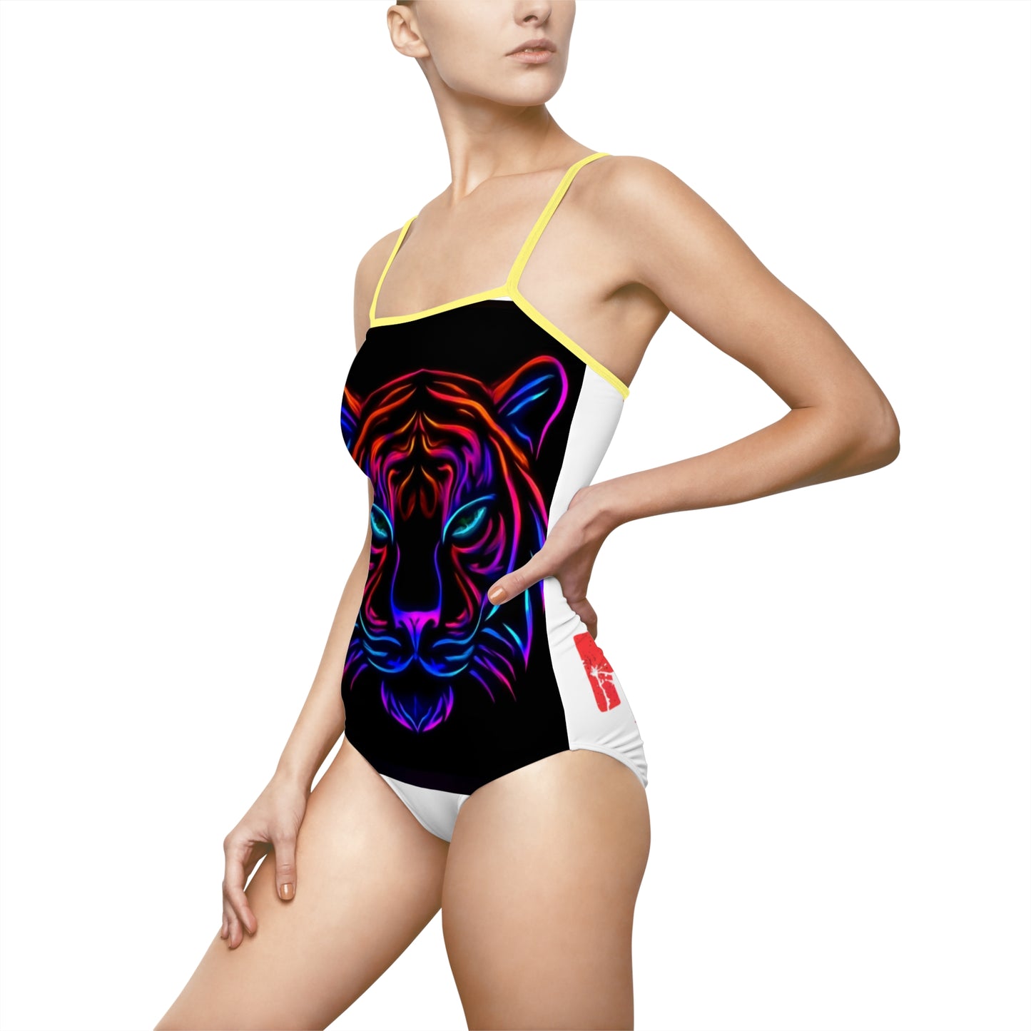 Neon Tiger One-Piece Swimsuit | Vibrant Swimwear, Summer Beachwear, Party Outfit, Swim Team Gear, Vacation Must-Have