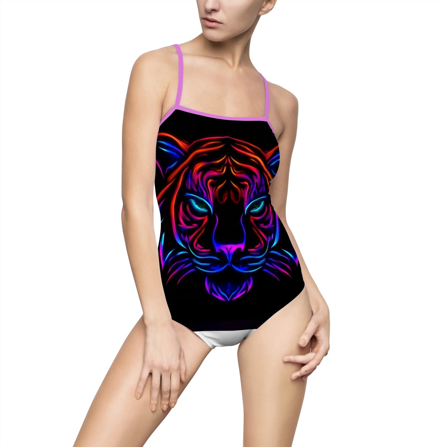 Neon Tiger One-Piece Swimsuit | Vibrant Swimwear, Summer Beachwear, Party Outfit, Swim Team Gear, Vacation Must-Have