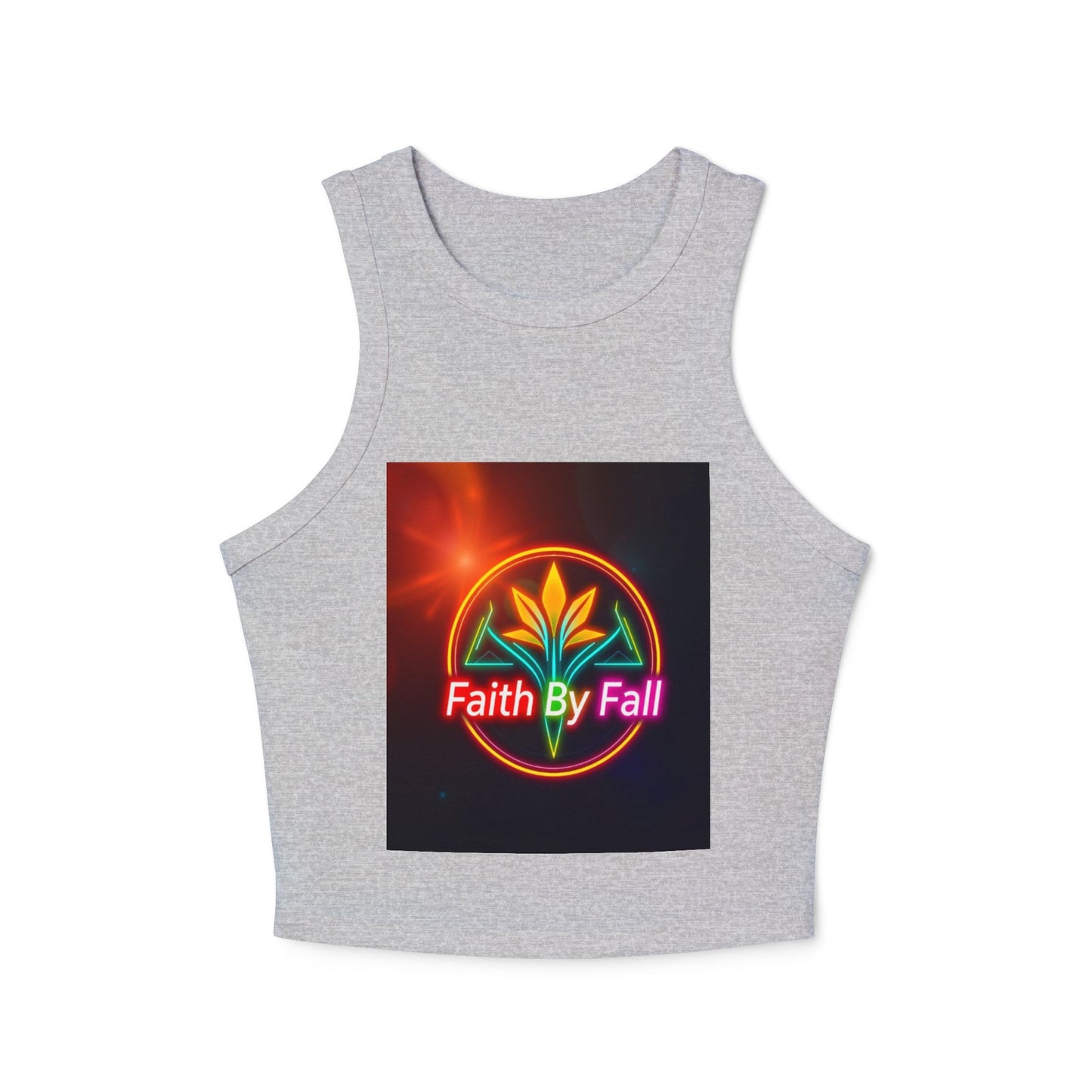 Women's Faith By Fall Racer Tank Top | Crop Top for Summer, Casual Wear, Festival Fashion, Gift for Her, Inspirational Apparel