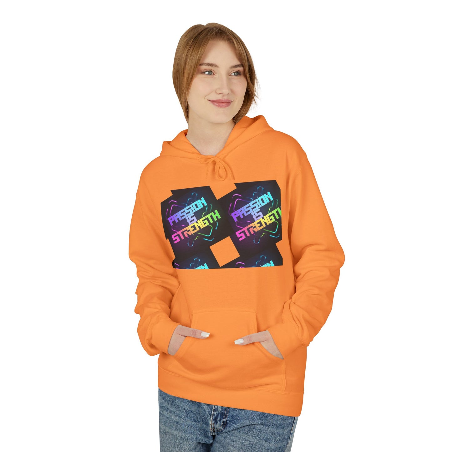 Passion is Strength Graphic Hoodie — Retro Rainbow Tombstone Design