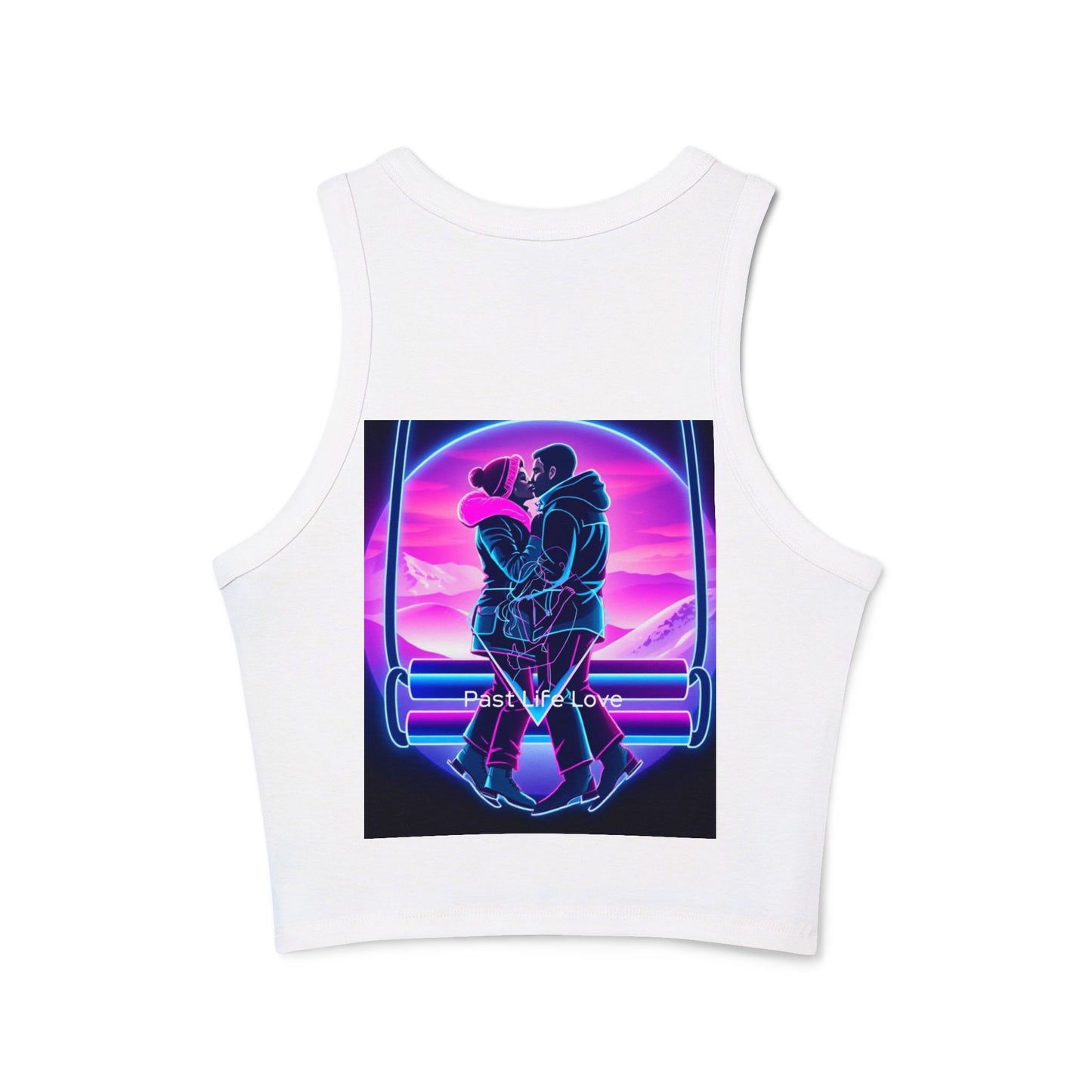 Love Neon Couple Racer Tank Top — Retro Vaporwave Valentine Crop