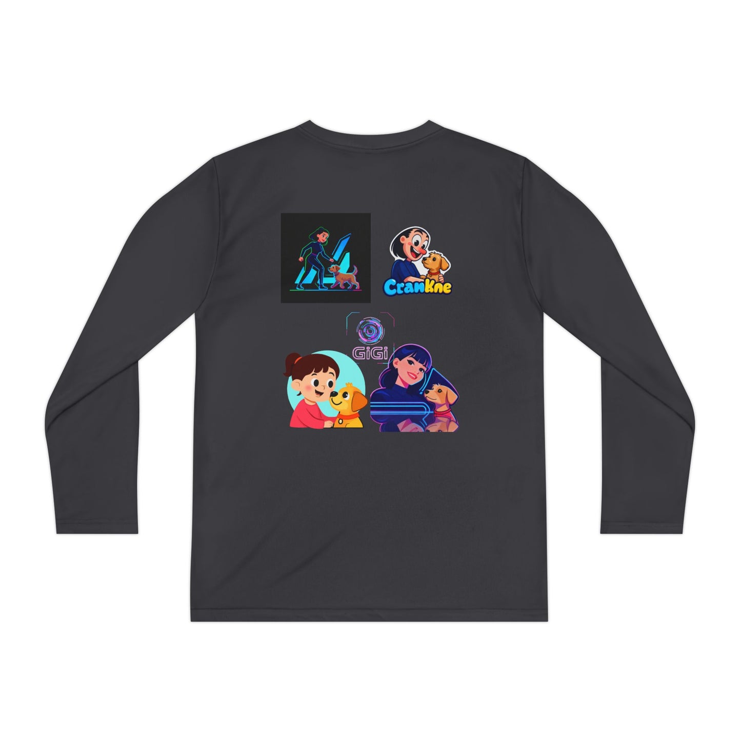 Youth Long Sleeve Tee — Girl Hugging Dog Graphic