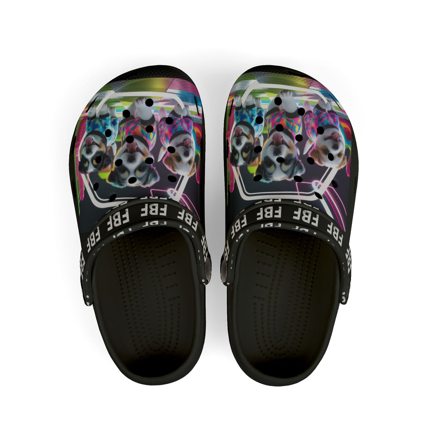 Kids' Fun Neon Clogs with AOP Design