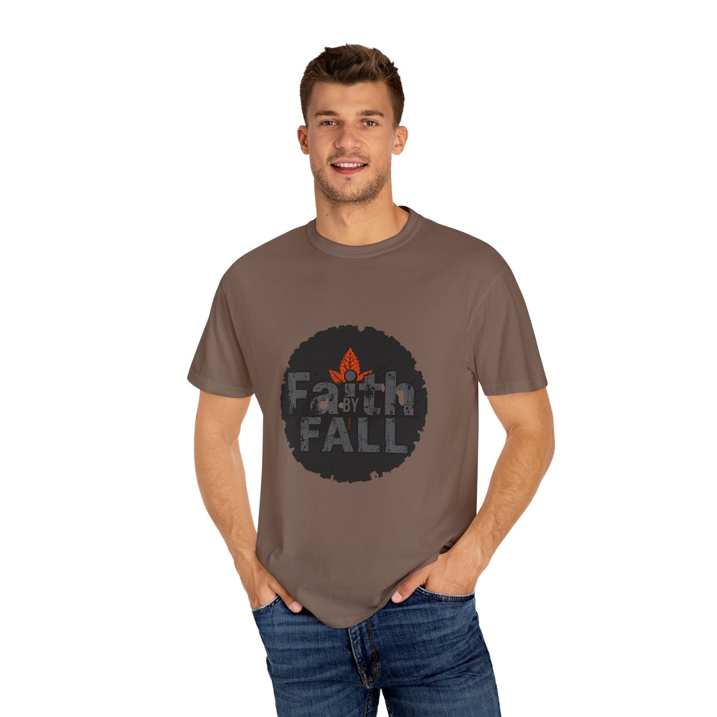 Faith by Fall Unisex Garment-Dyed T-Shirt, Cozy Casual Wear, Autumn Style Top, Inspirational Tee, Fall Fashion, Gift for Him/Her