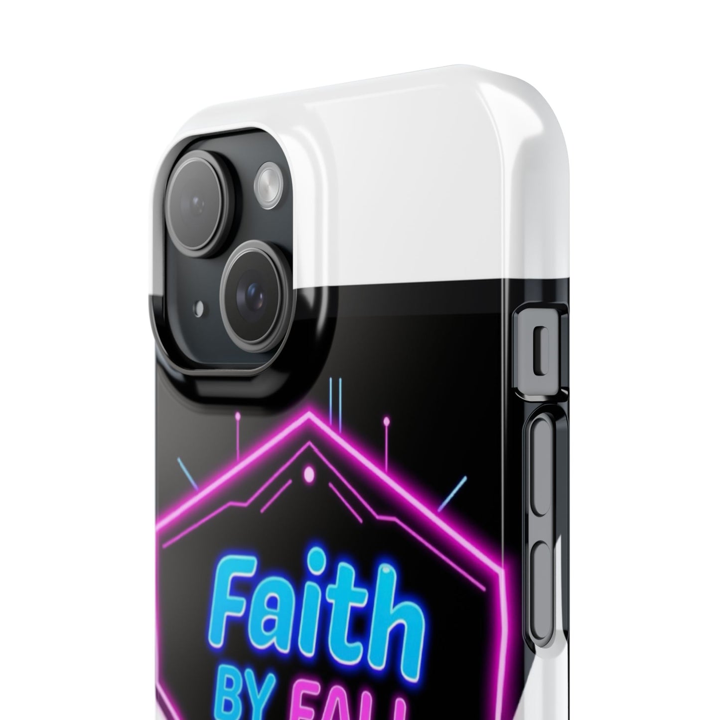 Faith by Fall Slim Phone Case - Neon Design for Tech Enthusiasts