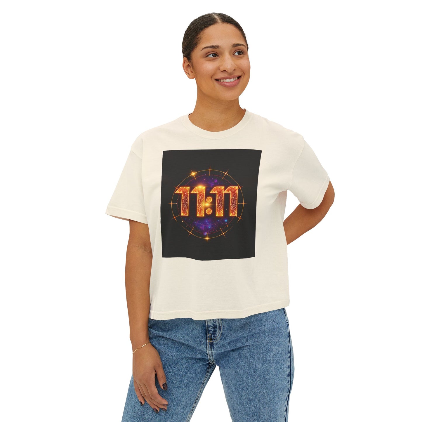 Cosmic 11:11 Women's Boxy Tee - Spiritual Vibes, Astrology Gift, Trendy Summer Tee, Comfortable Everyday Wear