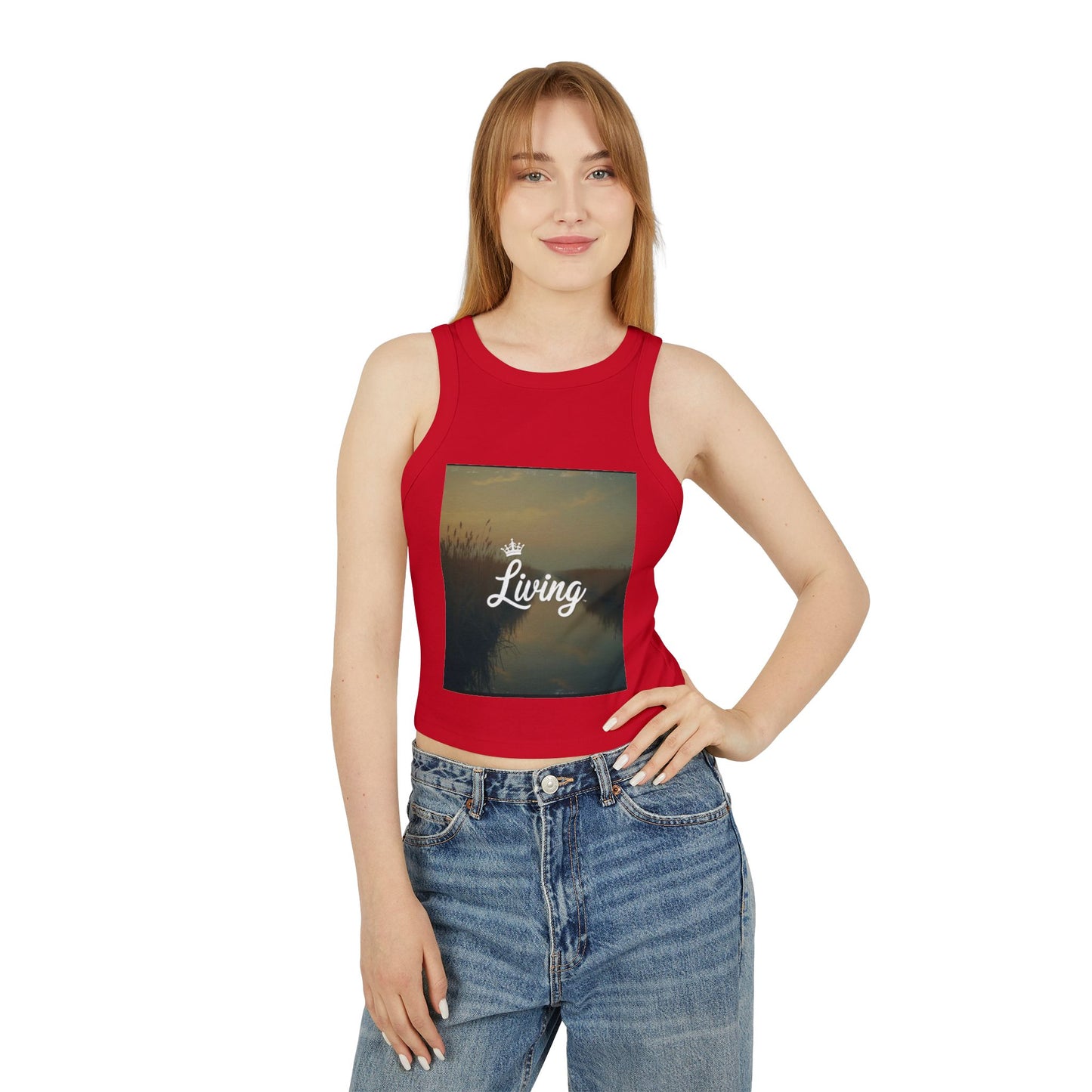 Women's Stylish Micro Rib Racer Tank Top - Summer Vibes, Living Life, Perfect for Festivals & Beach Days, Casual Wear, Gift Idea