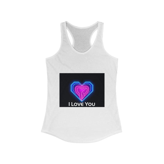 I Love You Neon Heart Racerback Tank Top