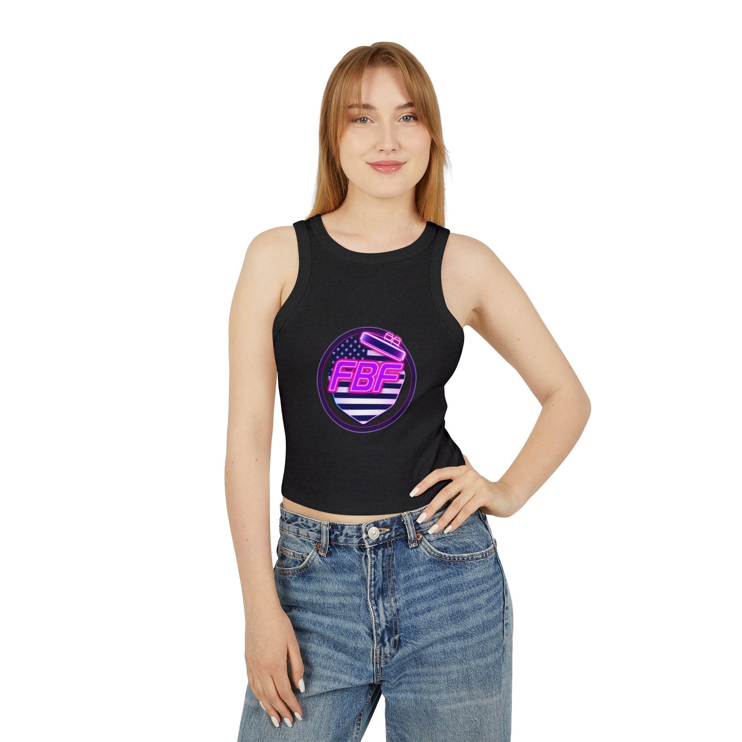 FBF Women's Micro Rib Racer Tank Top, Summer Top, Athletic Wear, Casual Outfit, Gift for Her, Workout Apparel