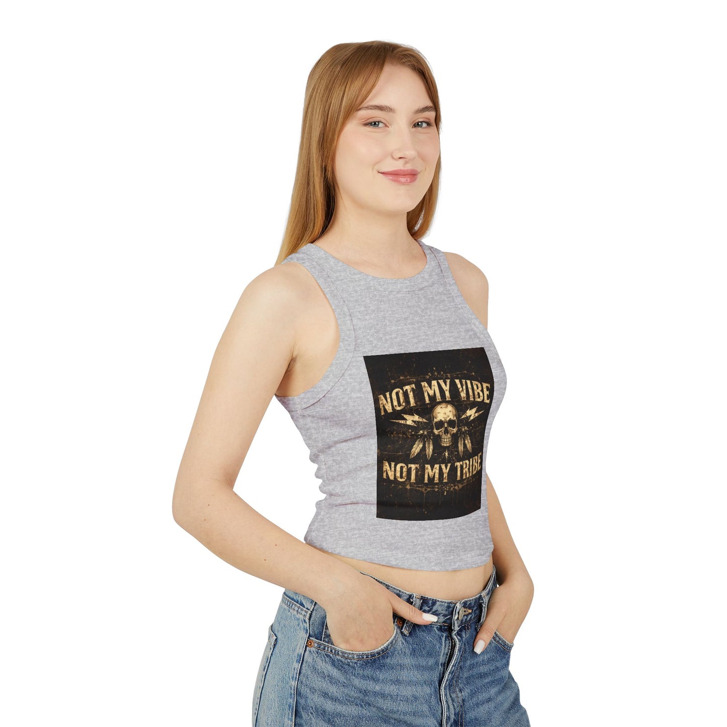 Not My Vibe Not My Tribe Skull Tank — Women's Edgy Graphic Racer Tank