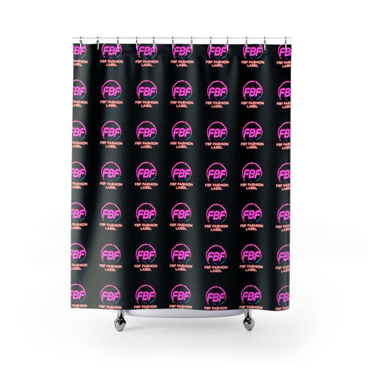 FBF Fashion Label Shower Curtain - Bold Neon Decor, Modern Bathroom Accessory, Unique Home Gift, Trendy Shower Decor, Vibrant Wall Art