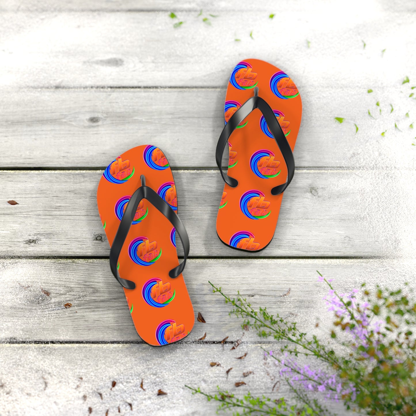 Tropical Abstract Flip Flops — Bright Orange Sunset Beach Sandals