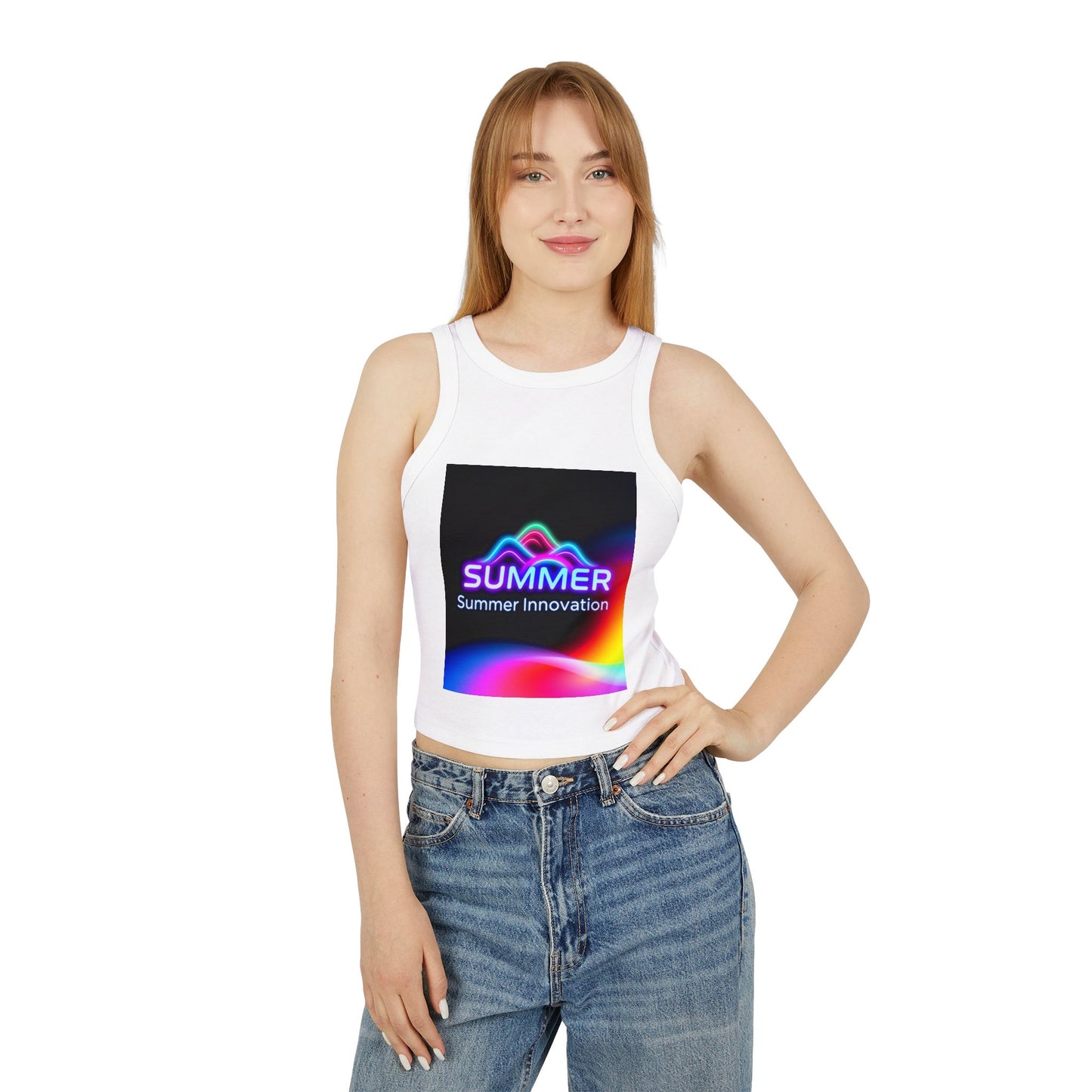 Stylish Summer Racer Tank Top, Trendy Crop Top, Fashionable Sleeveless Shirt, Summer Vibes, Women's Casual Wear, Gift for Her