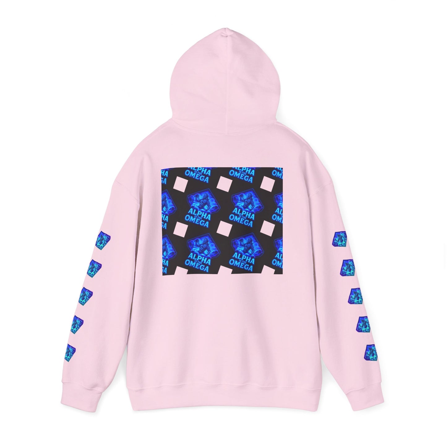 Alpha is the Omega Graphic Hoodie — Blue Retro Logo Pullover