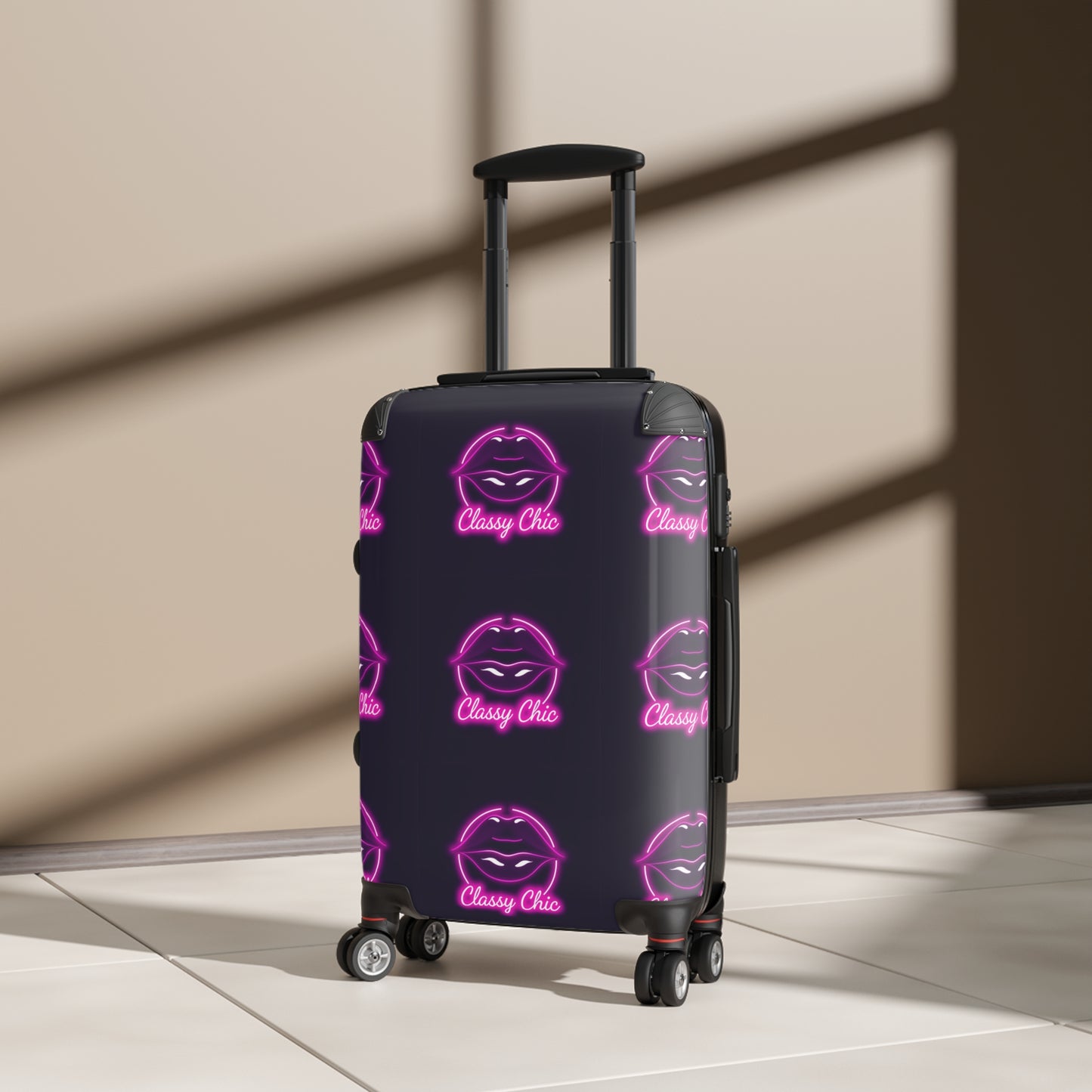 Chic Neon Suitcase - Classy Travel Luggage for Fashion Lovers