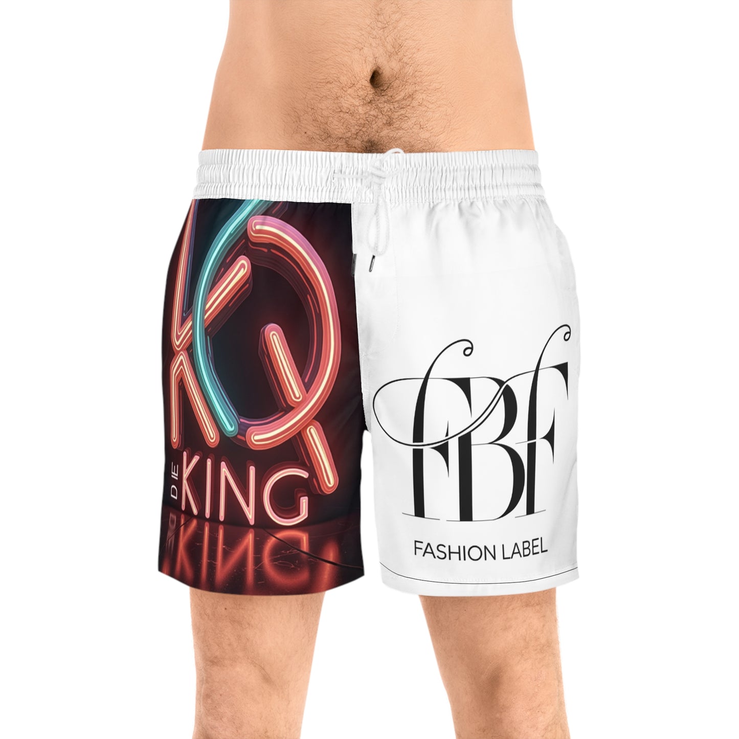 Neon 'King' Men's Mid-Length Swim Shorts - Stylish Beachwear for Summer Fun