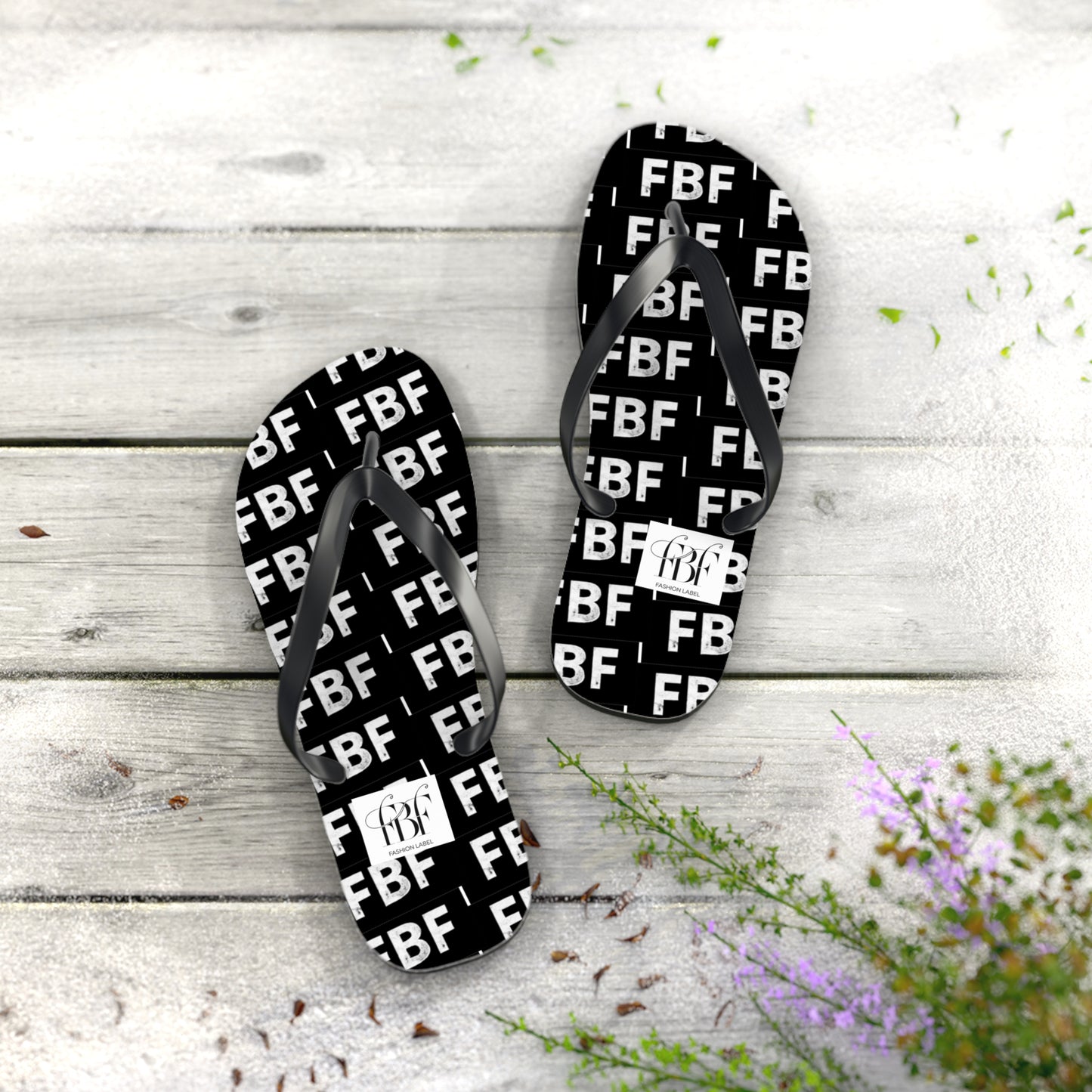 Trendy Flip Flops with FBF Print - Summer Vacation Footwear, Beach Wear, Casual Sandals, Gift for Sun Lovers, Stylish Pool Slides
