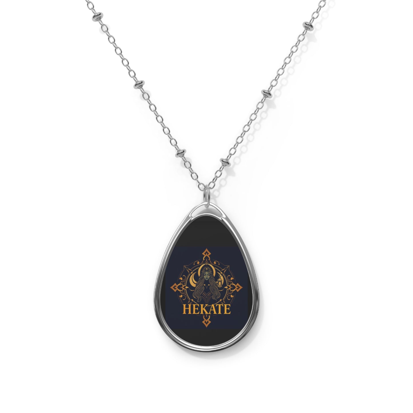Mystical Hekate Oval Necklace, Pagan Jewelry, Spiritual Gift, Astrology Charm, Witchcraft Accessory, Occult Pendant