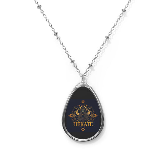 Mystical Hekate Oval Necklace, Pagan Jewelry, Spiritual Gift, Astrology Charm, Witchcraft Accessory, Occult Pendant