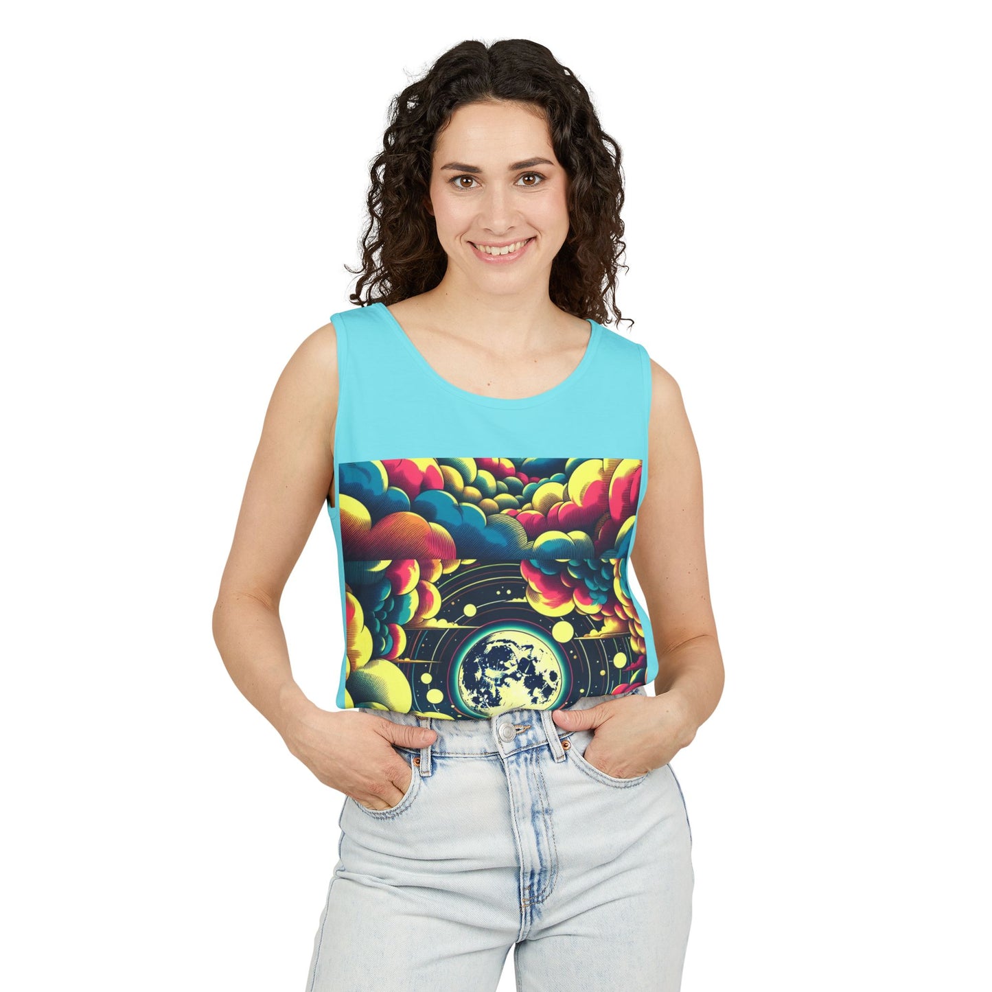 Vibrant Art Tank Top, Colorful Summer Tee, Graphic Beachwear, Boho Casual Top, Unique Gift for Art Lovers, Festival Attire