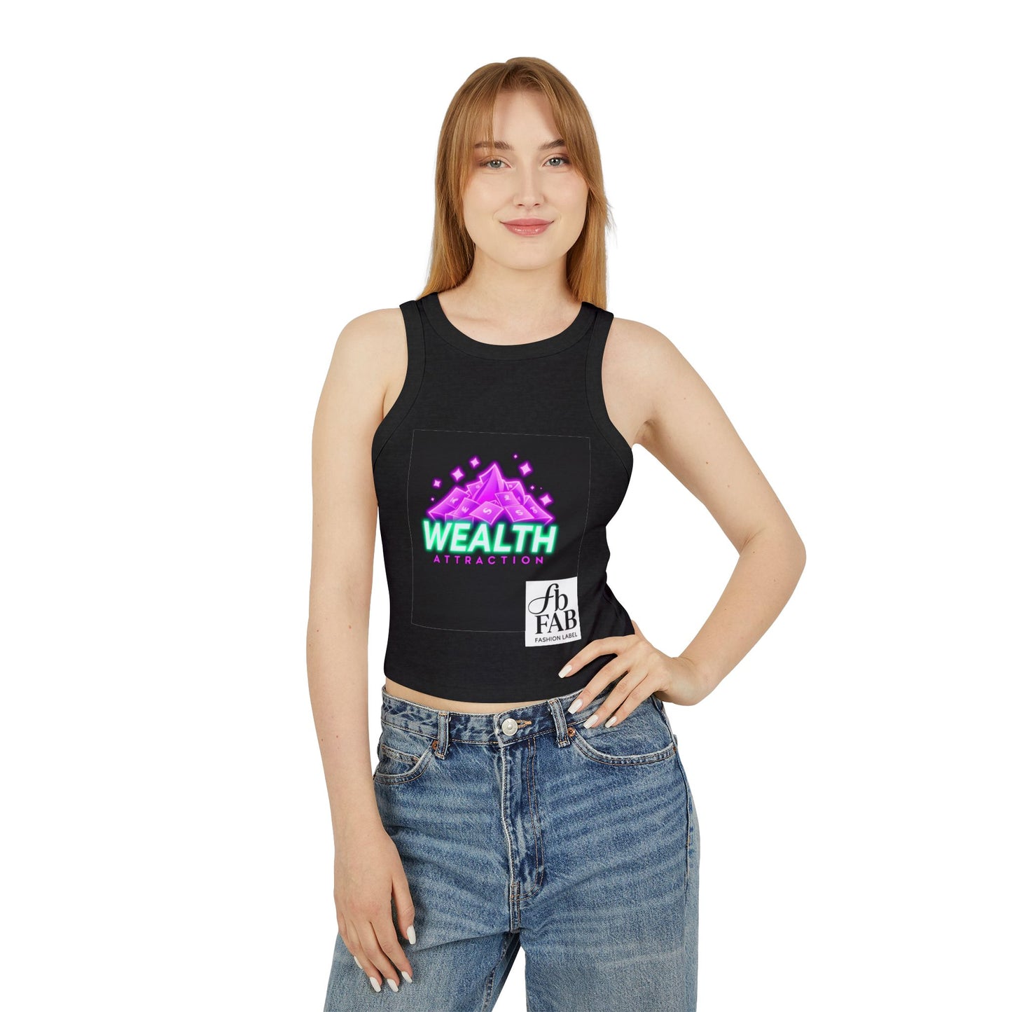 Wealth Attraction Racer Tank Top | Motivational Workout Top, Fitness Clothing, Gift for Her, Summer Essential, Self-Care Apparel