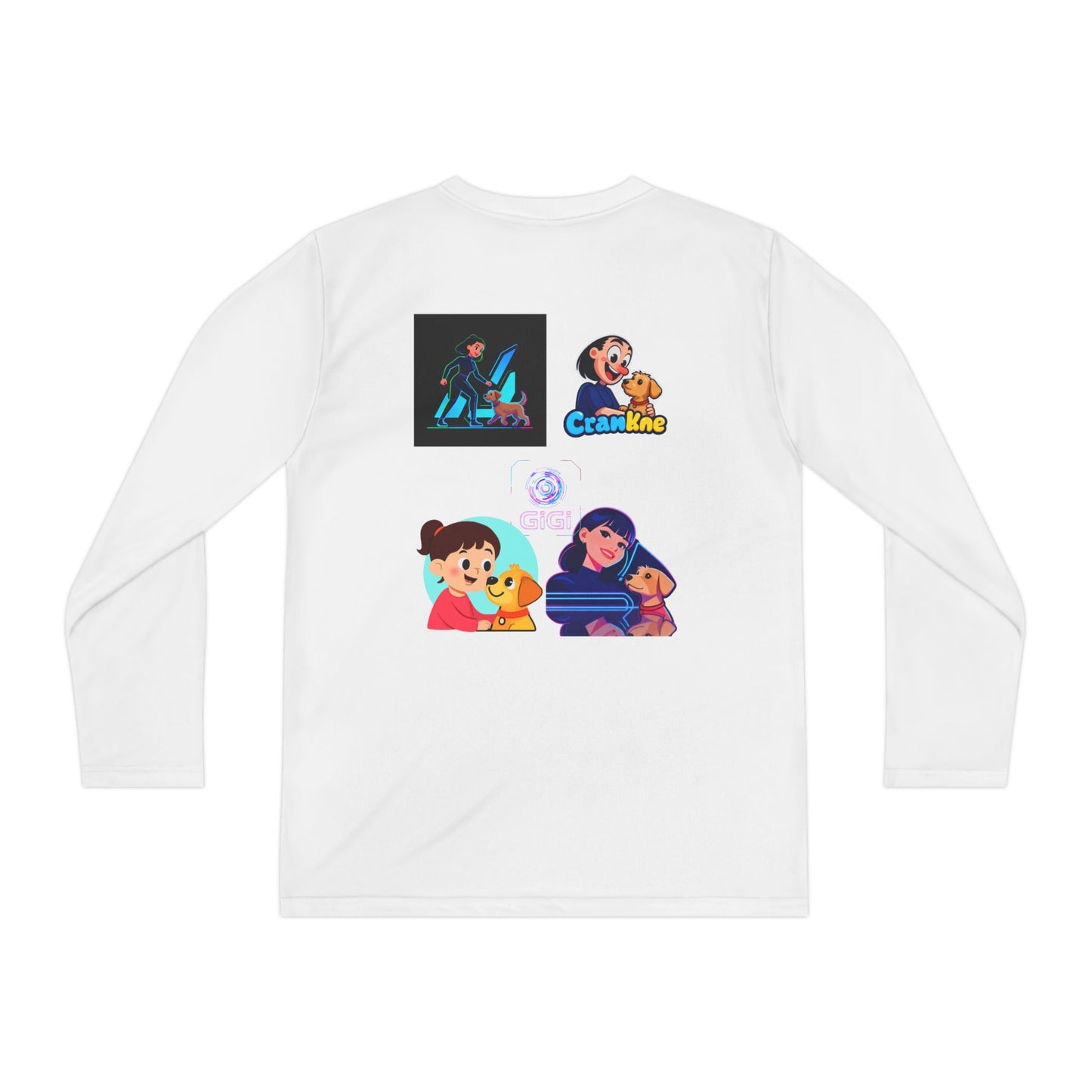 Youth Long Sleeve Tee — Girl Hugging Dog Graphic