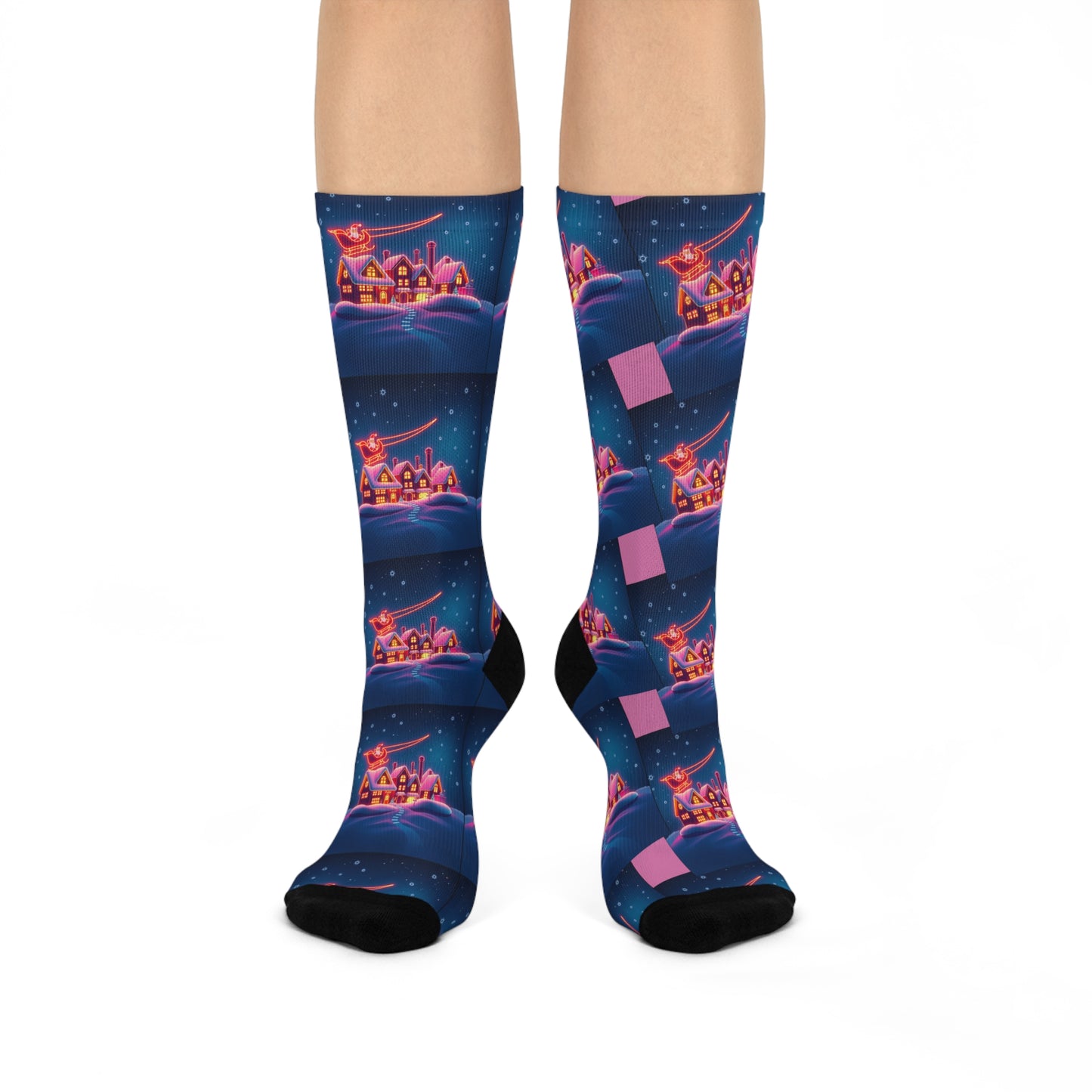 Holiday Gingerbread House Crew Socks — Cozy Cushioned Christmas Socks