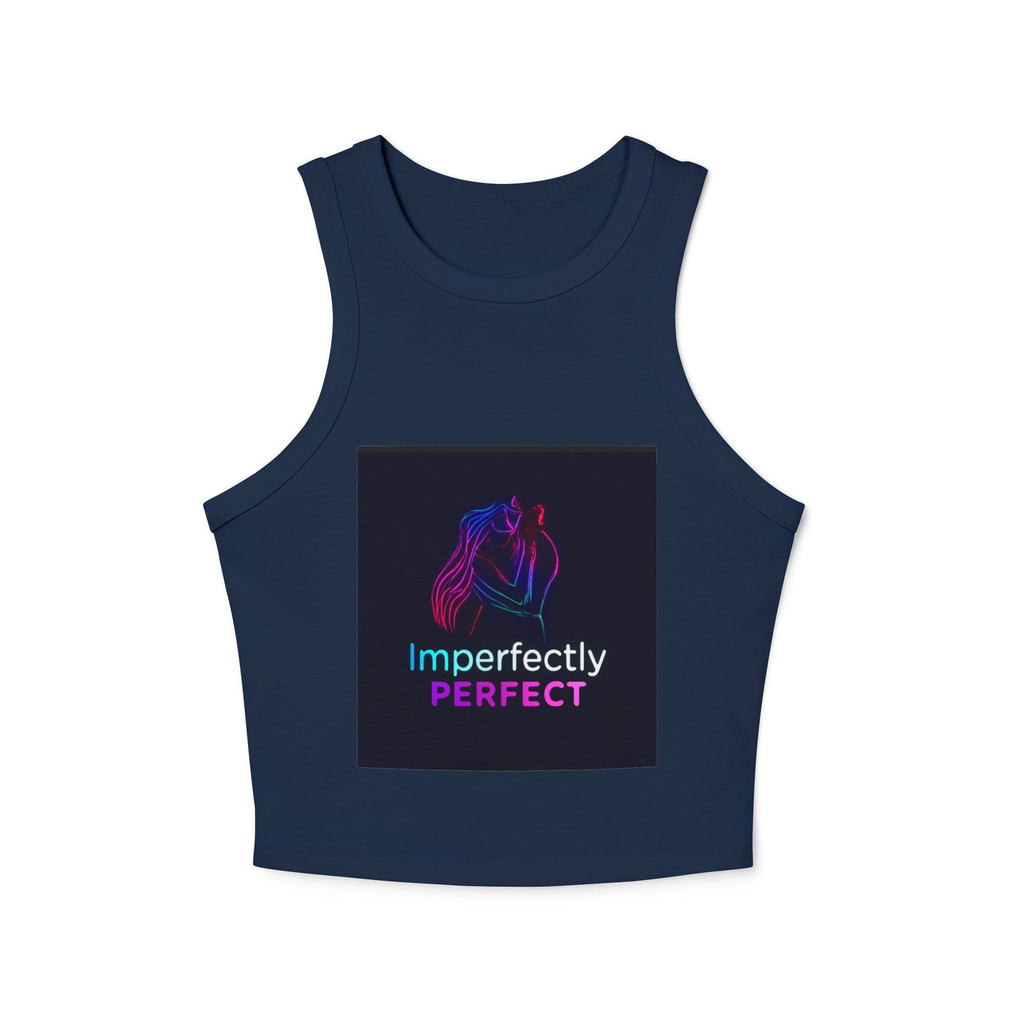 Imperfectly Perfect Racer Tank Top - Inspirational Women's Crop Top, Summer Outfit, Gift for Friends, Casual Wear, Faith Based Apparel