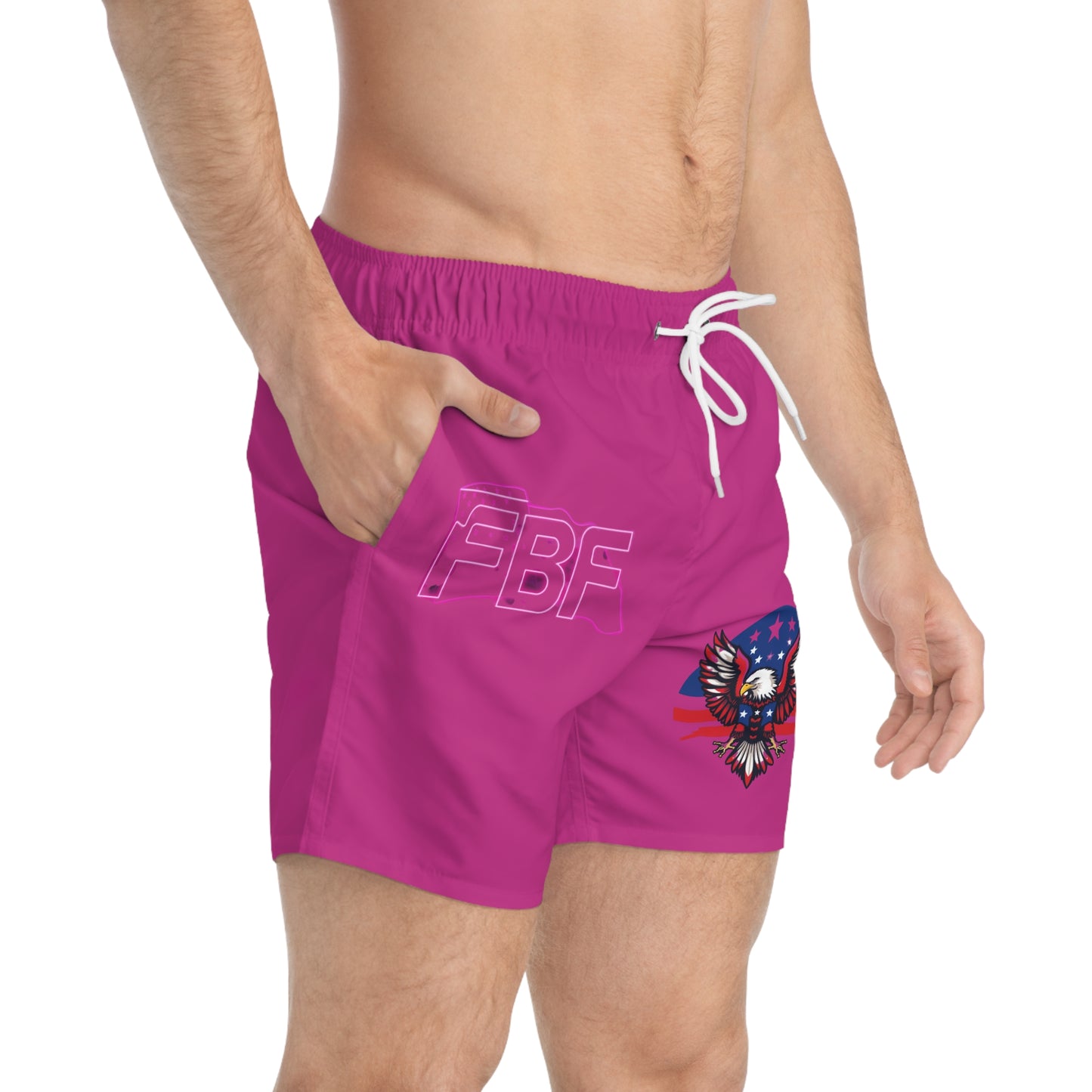 Vibrant Eagle Graphic Swim Trunks, Stylish Beachwear, Summer Swimwear, Men's Swim Shorts, Patriotic Pool Party, 4th of July Gear