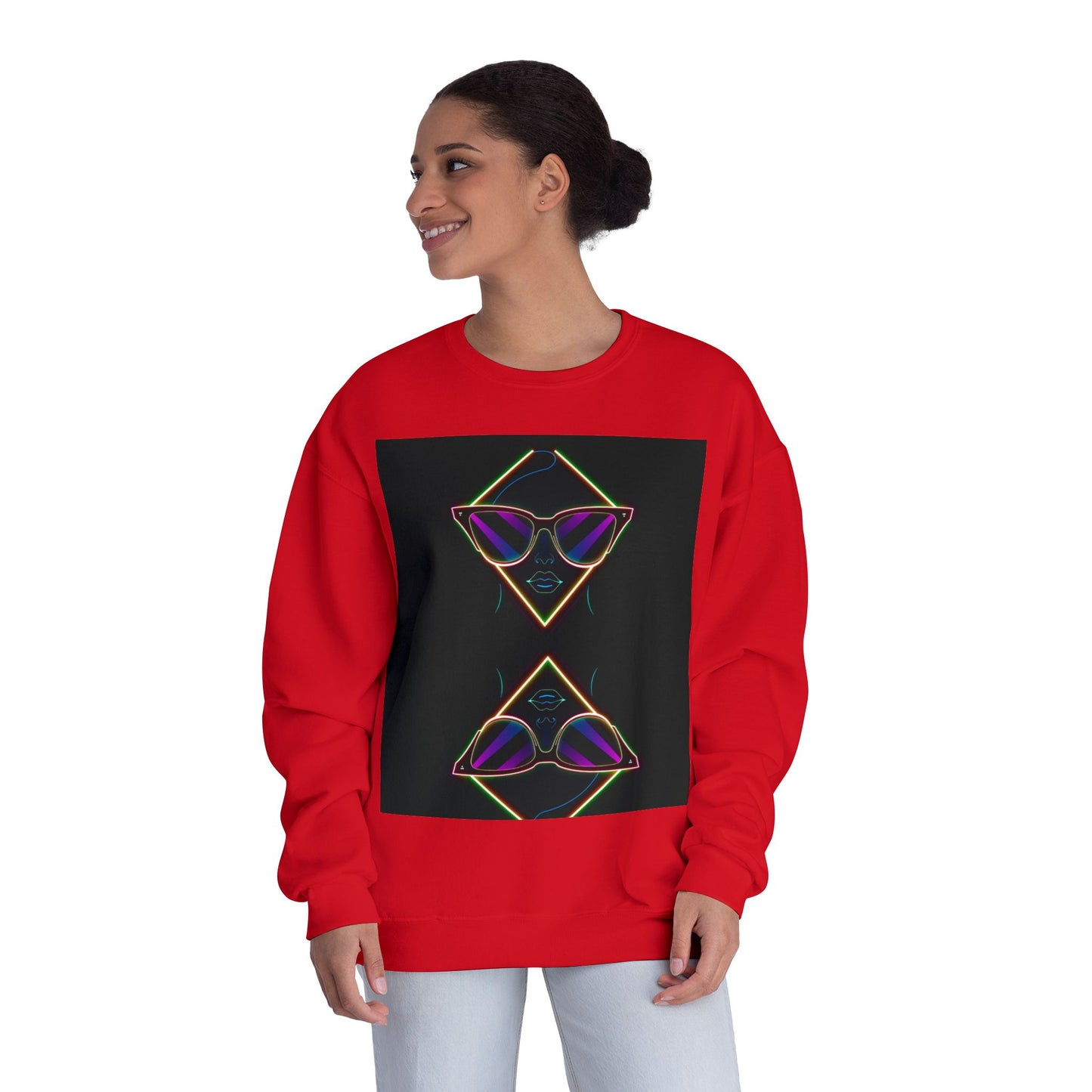 Retro Vibes Crewneck Sweatshirt with Sunglasses Design