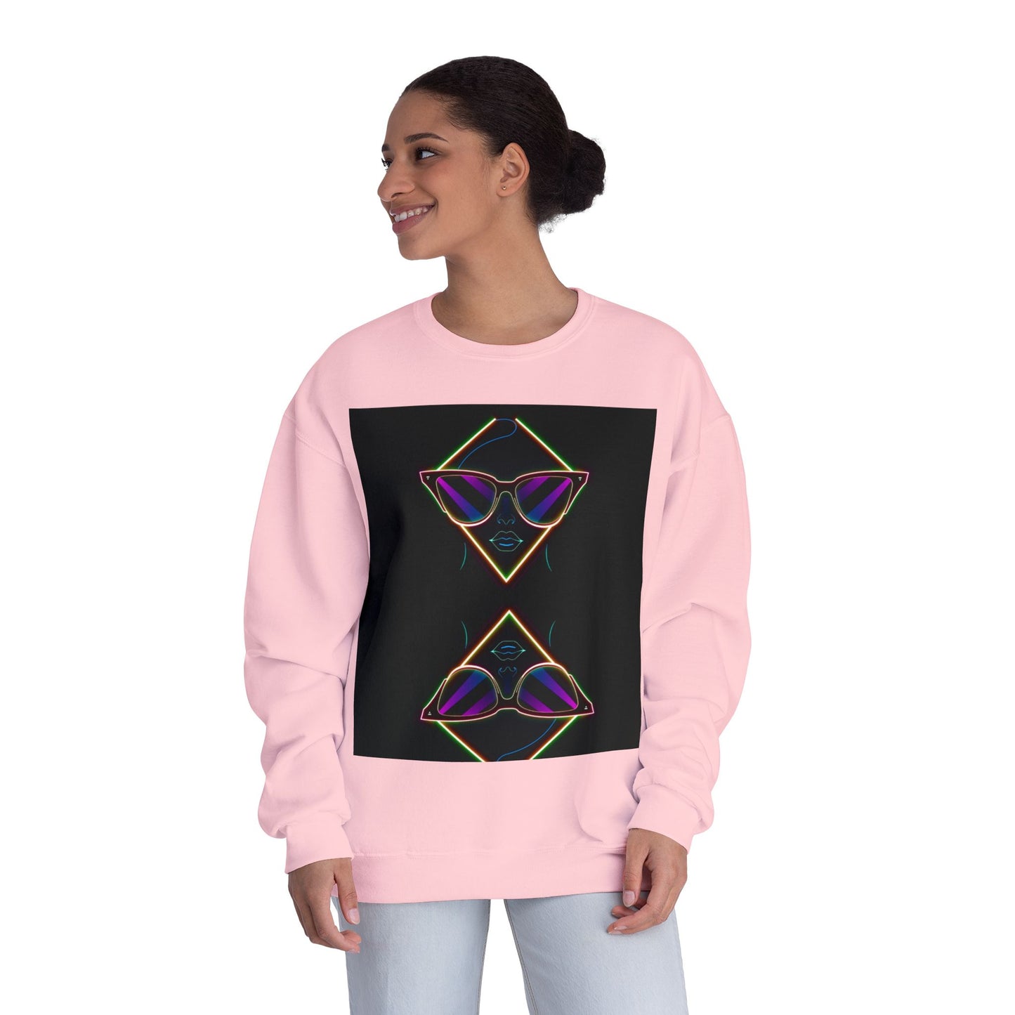 Retro Vibes Crewneck Sweatshirt with Sunglasses Design