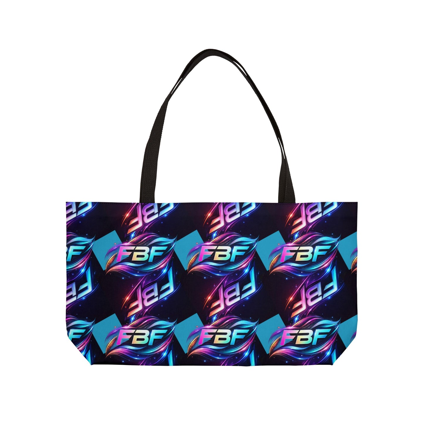 Weekender Tote Bag — Neon FBF Logo Pattern Travel Beach Tote