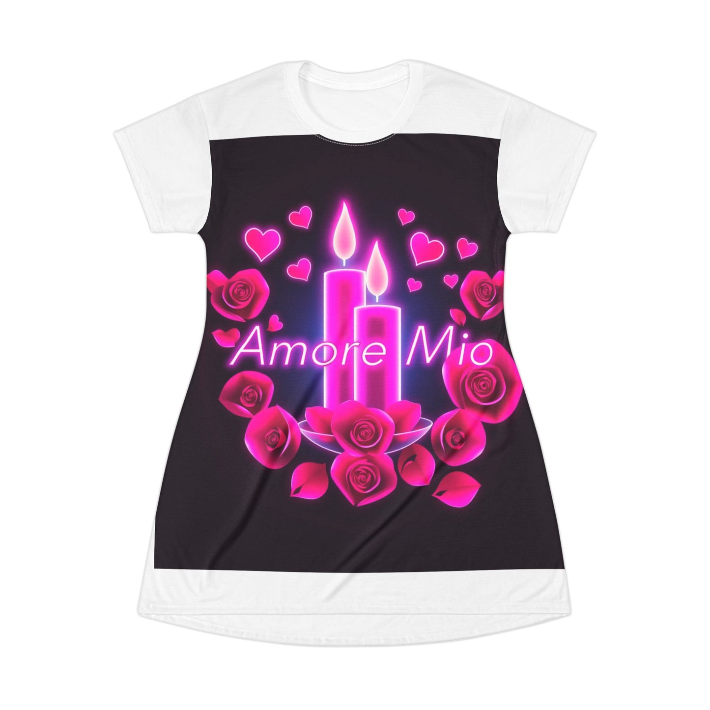 Romantic Floral T-Shirt Dress, Amore Mio Dress for Date Night, Italian Princess Gift, Cozy Lounge Dress, Sweetheart Outfit