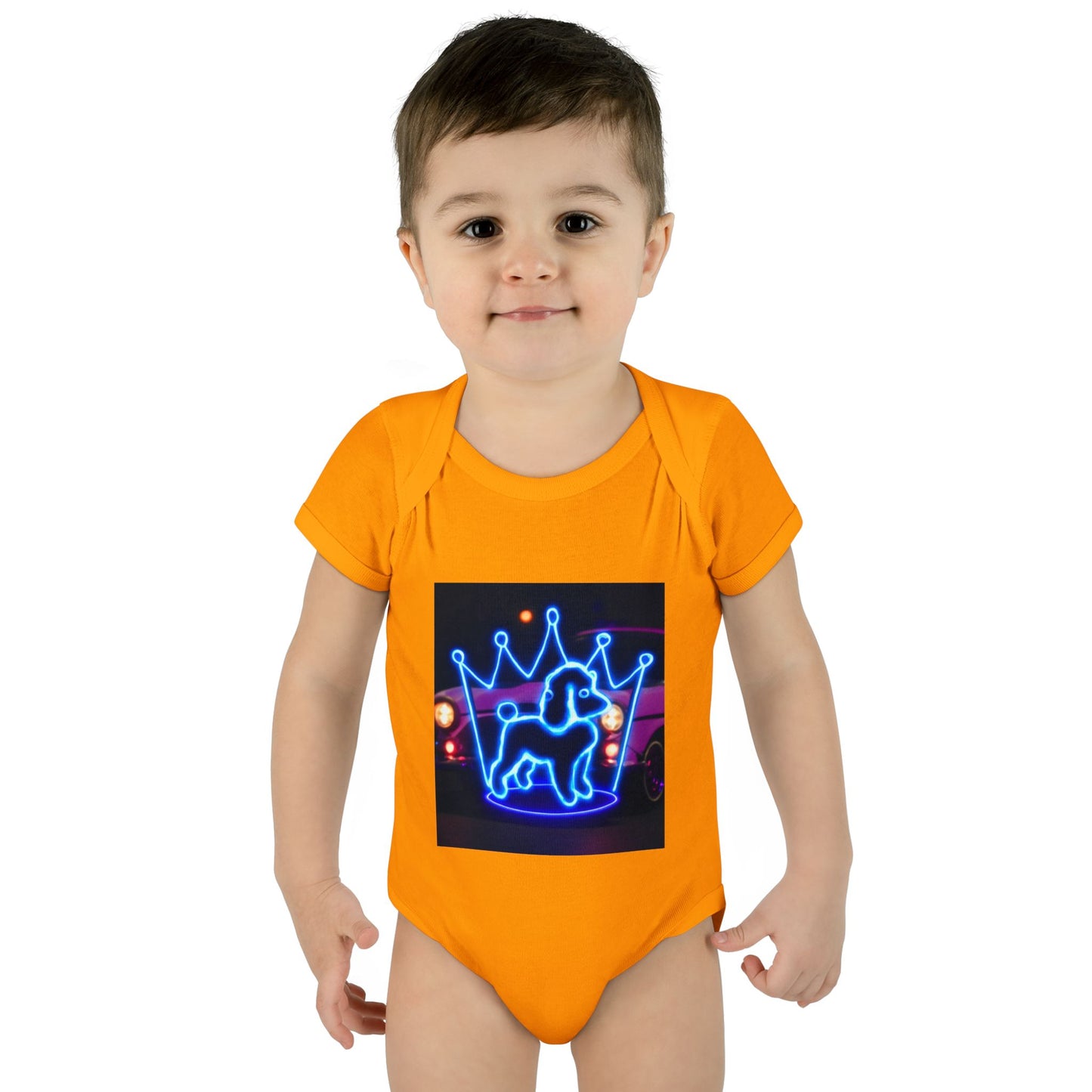 Neon Dog Crown Baby Bodysuit, Cute Infant Outfit, Baby Shower Gift, Newborn Clothes, Pet Lover Apparel, Birthday Gift for Baby