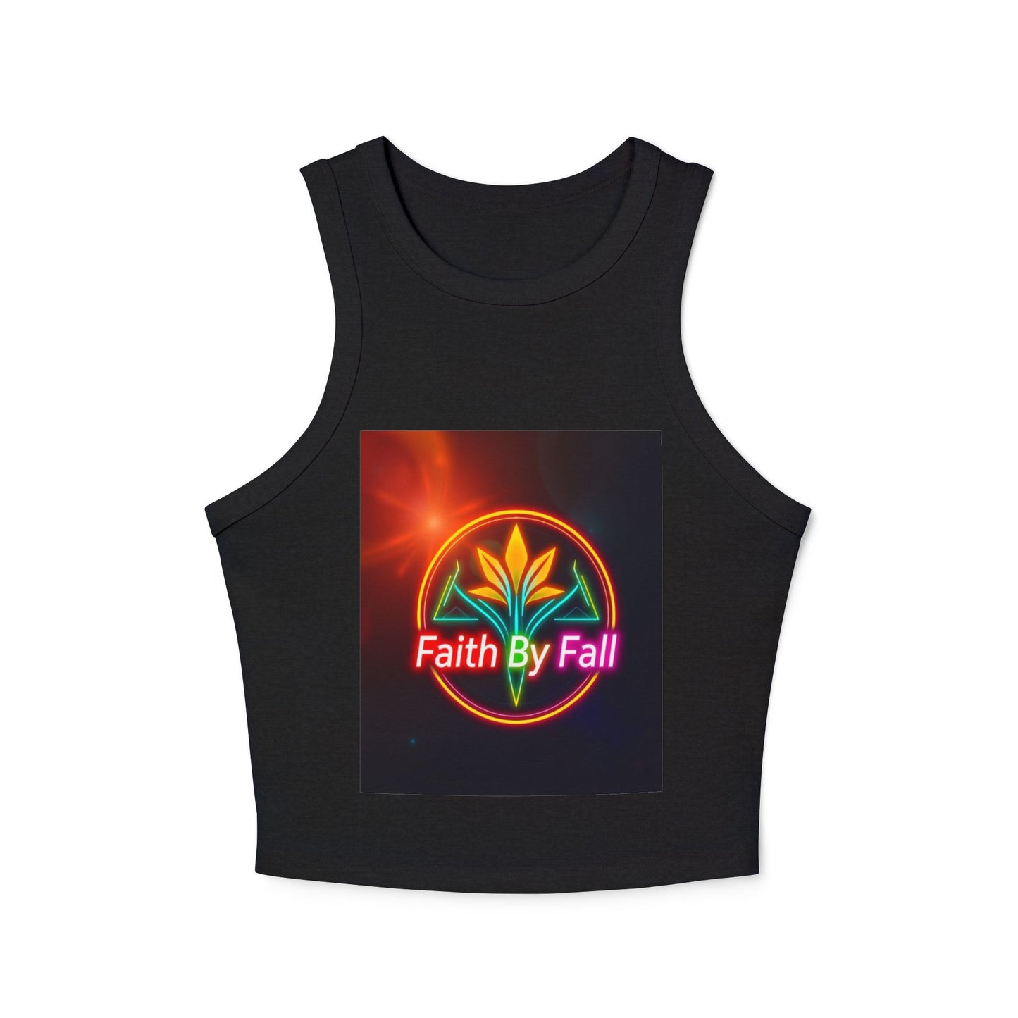 Women's Faith By Fall Racer Tank Top | Crop Top for Summer, Casual Wear, Festival Fashion, Gift for Her, Inspirational Apparel