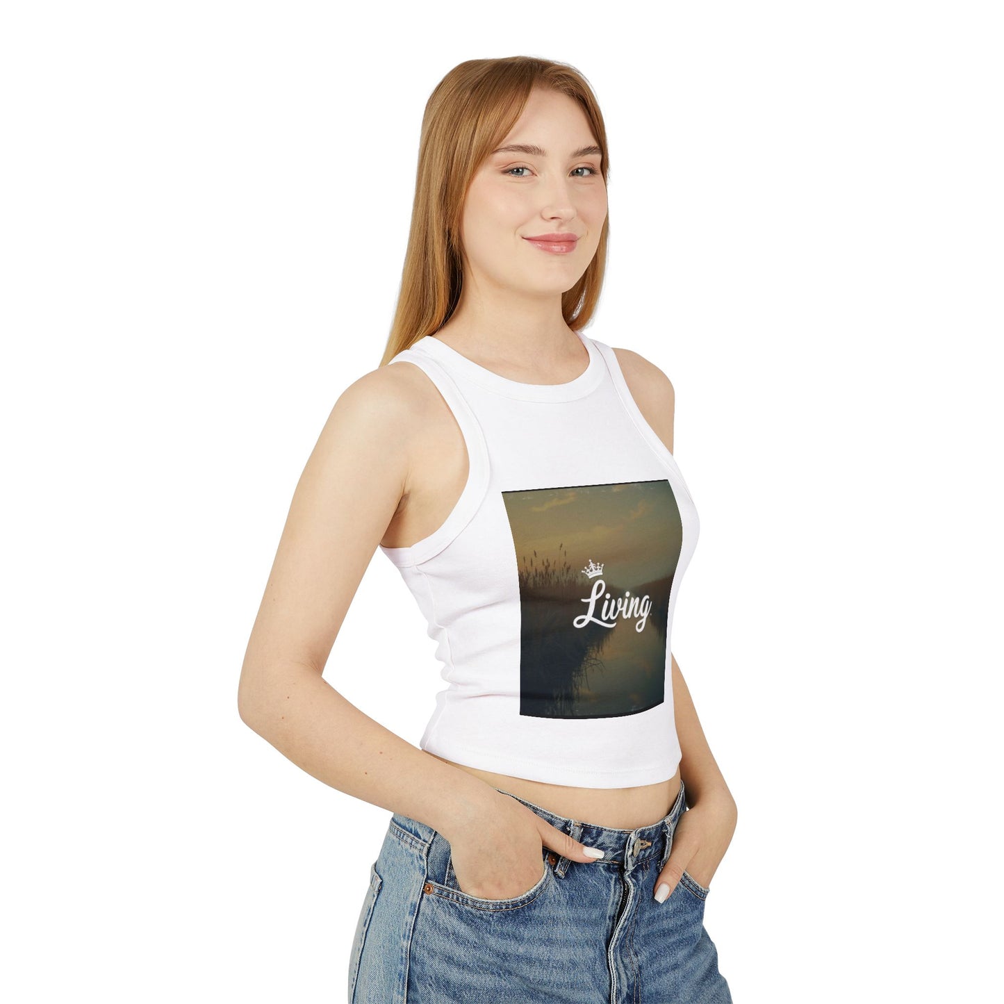 Women's Stylish Micro Rib Racer Tank Top - Summer Vibes, Living Life, Perfect for Festivals & Beach Days, Casual Wear, Gift Idea