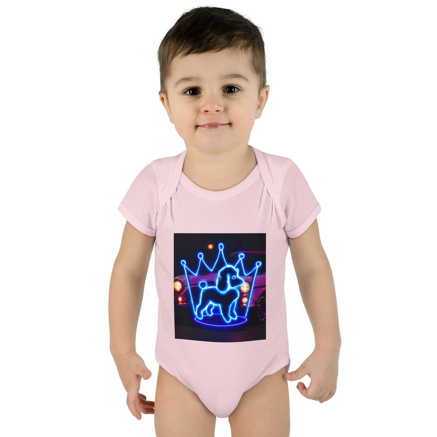 Neon Dog Crown Baby Bodysuit, Cute Infant Outfit, Baby Shower Gift, Newborn Clothes, Pet Lover Apparel, Birthday Gift for Baby