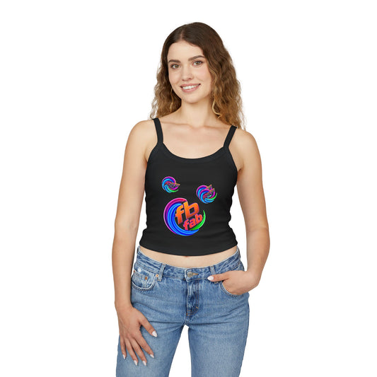 Women's Crop Tank Top — Colorful 'fb fab' Retro Swirl Graphic