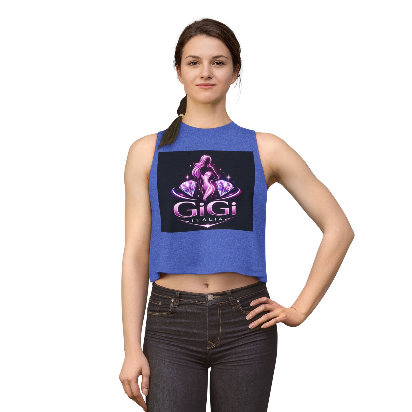 GiGi Italia Crop Top — Pink Glamour Silhouette Graphic