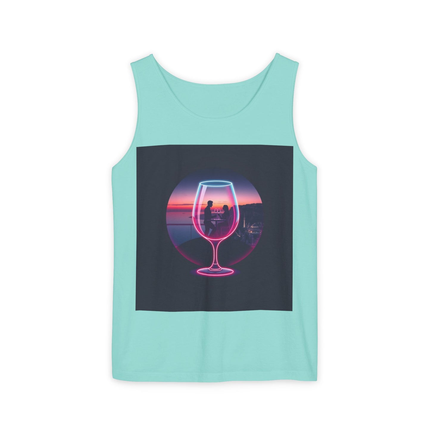 Sunset Vibes Tank Top, Casual Summer Wear, Beach Apparel, Wine Lover Gift, Travel Fashion