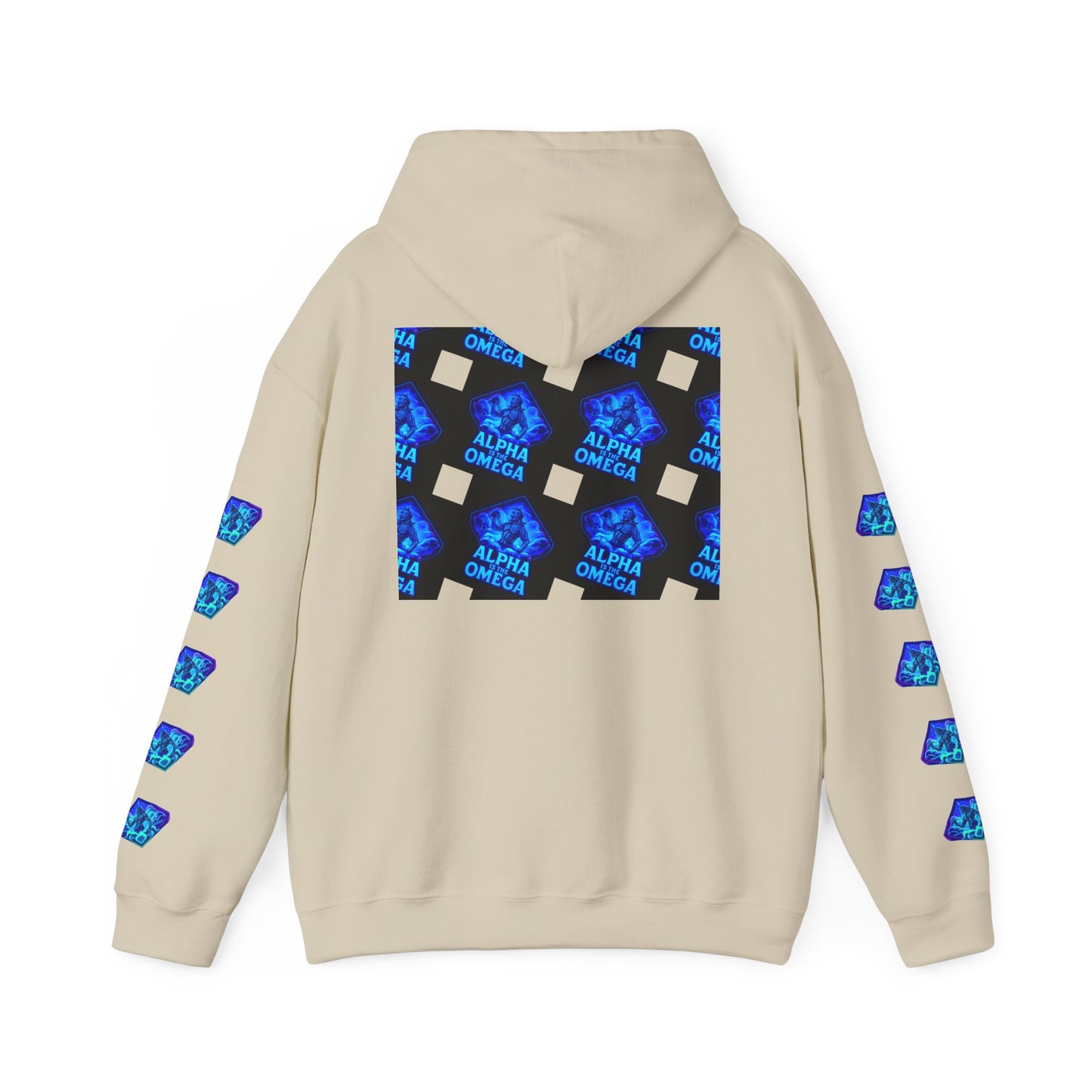 Alpha is the Omega Graphic Hoodie — Blue Retro Logo Pullover