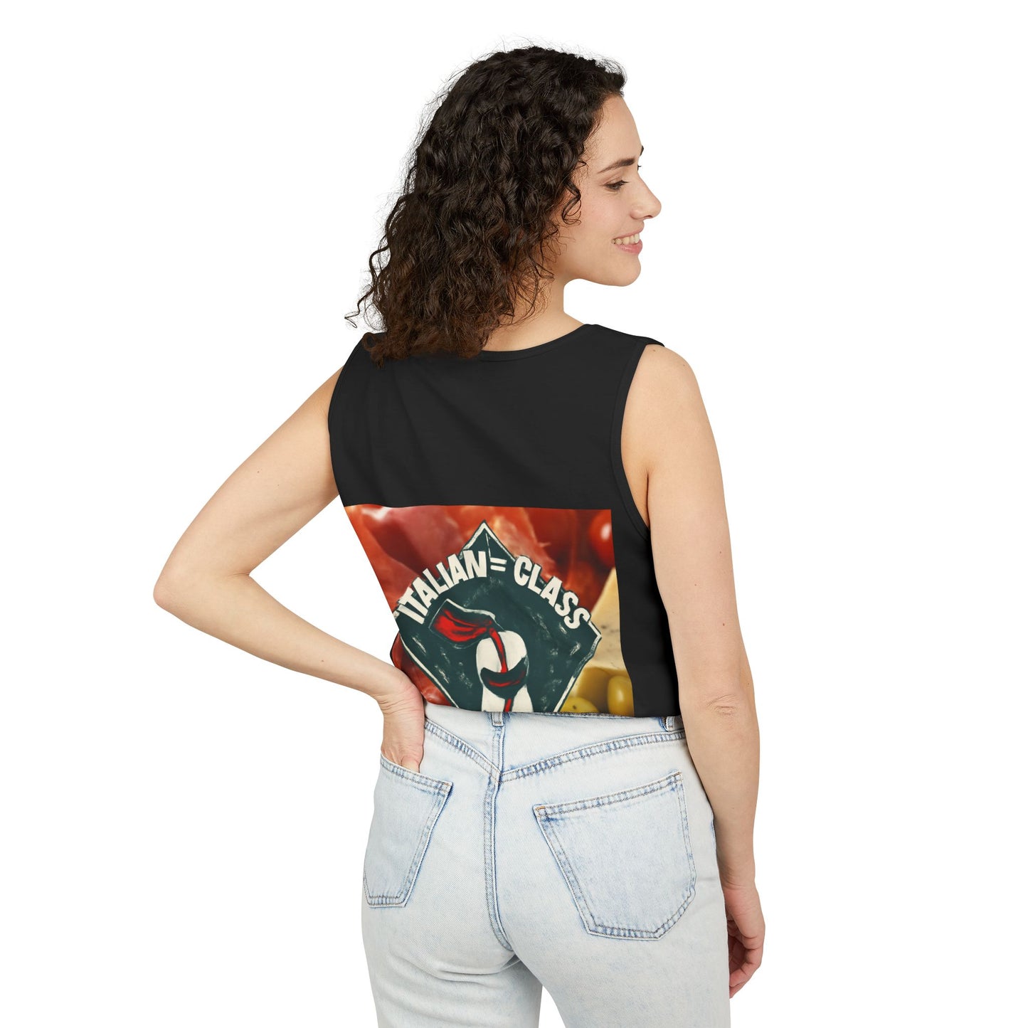 Italian Class Unisex Garment-Dyed Tank Top, Casual Summer Wear, Italian Heritage Gift, Foodie Apparel, Vacation Top
