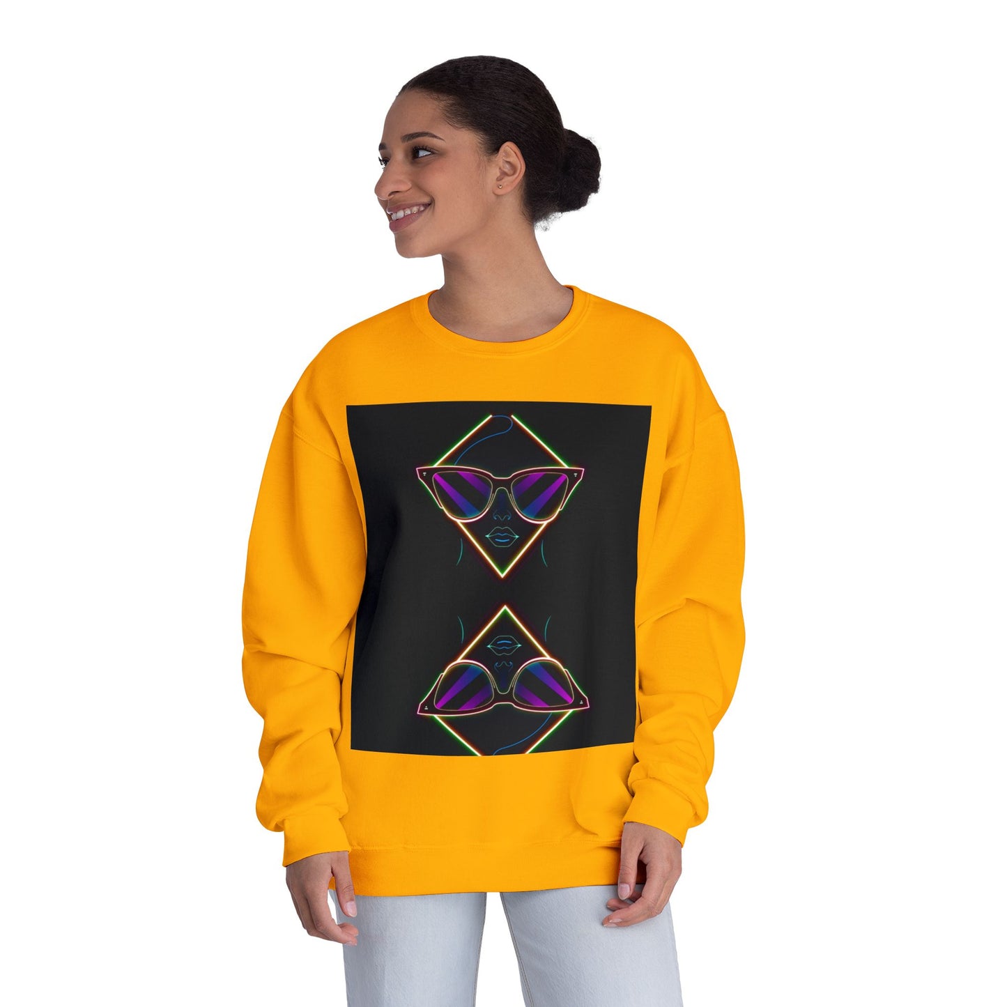 Retro Vibes Crewneck Sweatshirt with Sunglasses Design